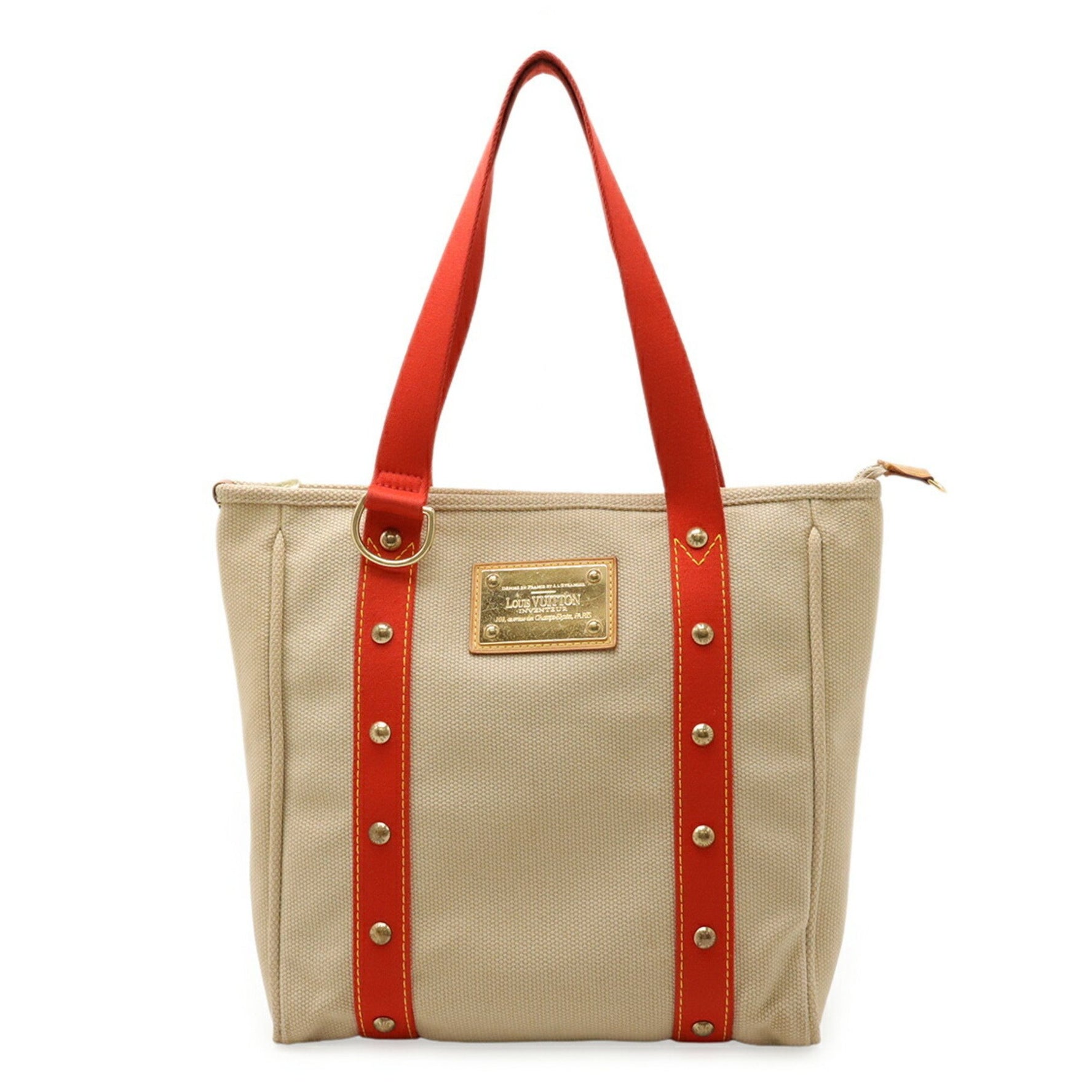Louis Vuitton Antigua Cabas MM Tote Bag, Shoulder Tote, Beige, Red