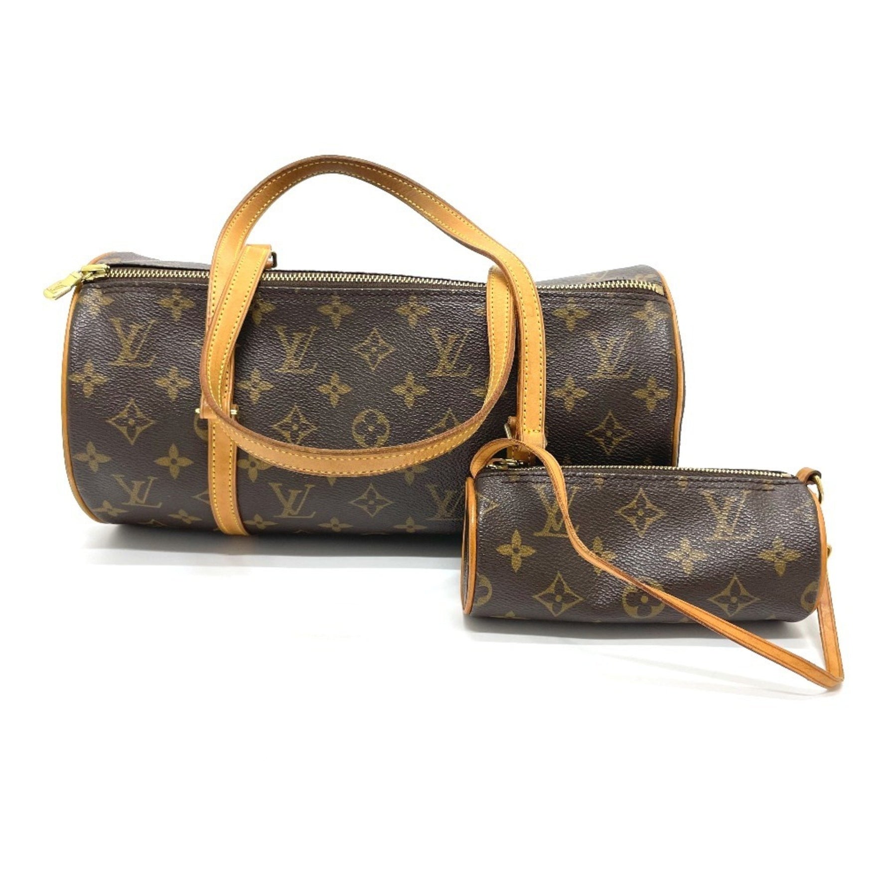 LOUIS VUITTON M51385 Monogram Papillon 30 Semi-Shoulder Bag with Pouch, Canvas, Women's, Brown