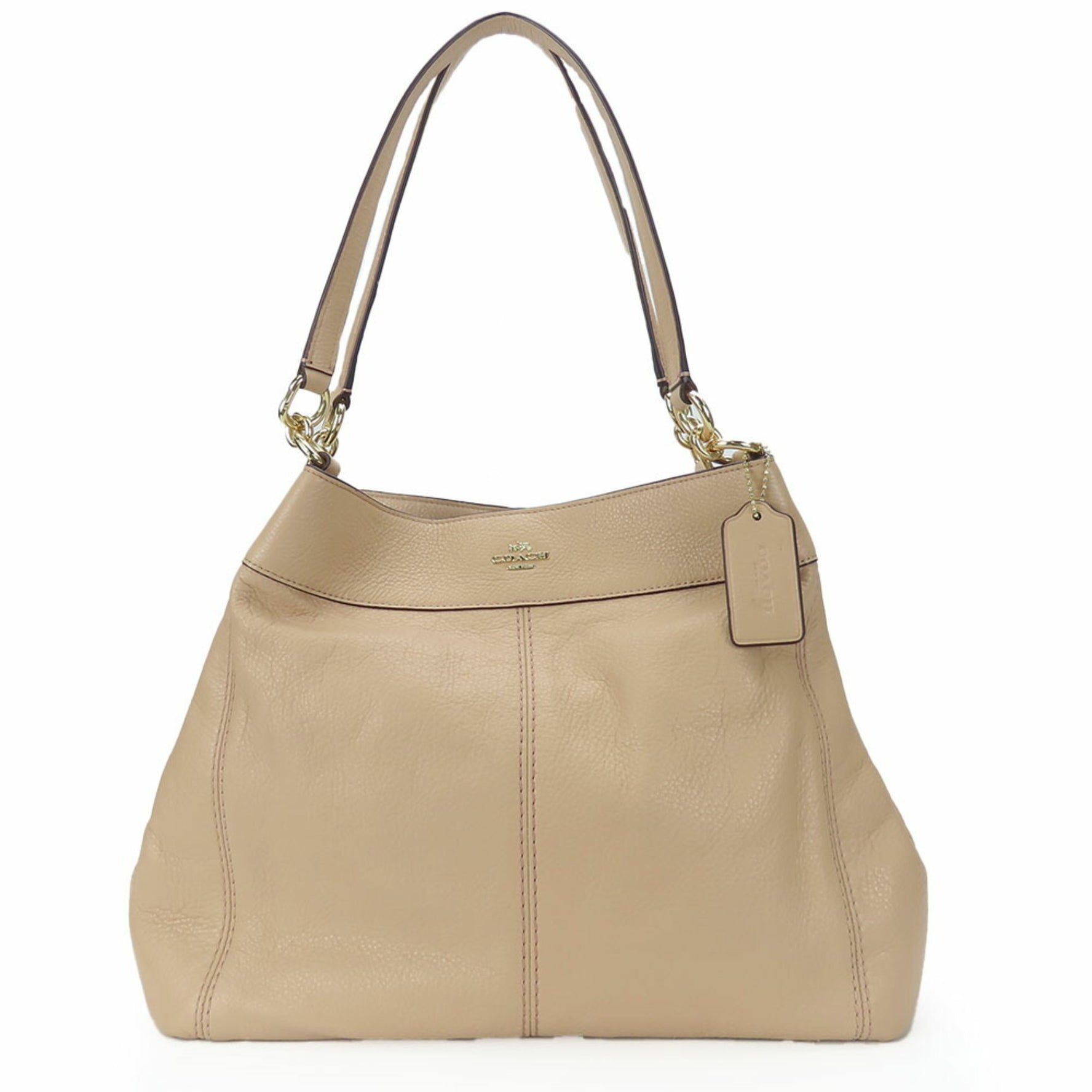 Coach Tote Bag Leather Pink Beige