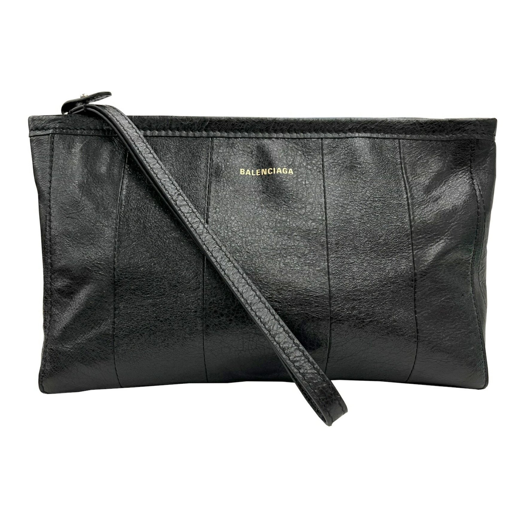BALENCIAGA Clutch Bag/Second Bag in Black Leather for Men