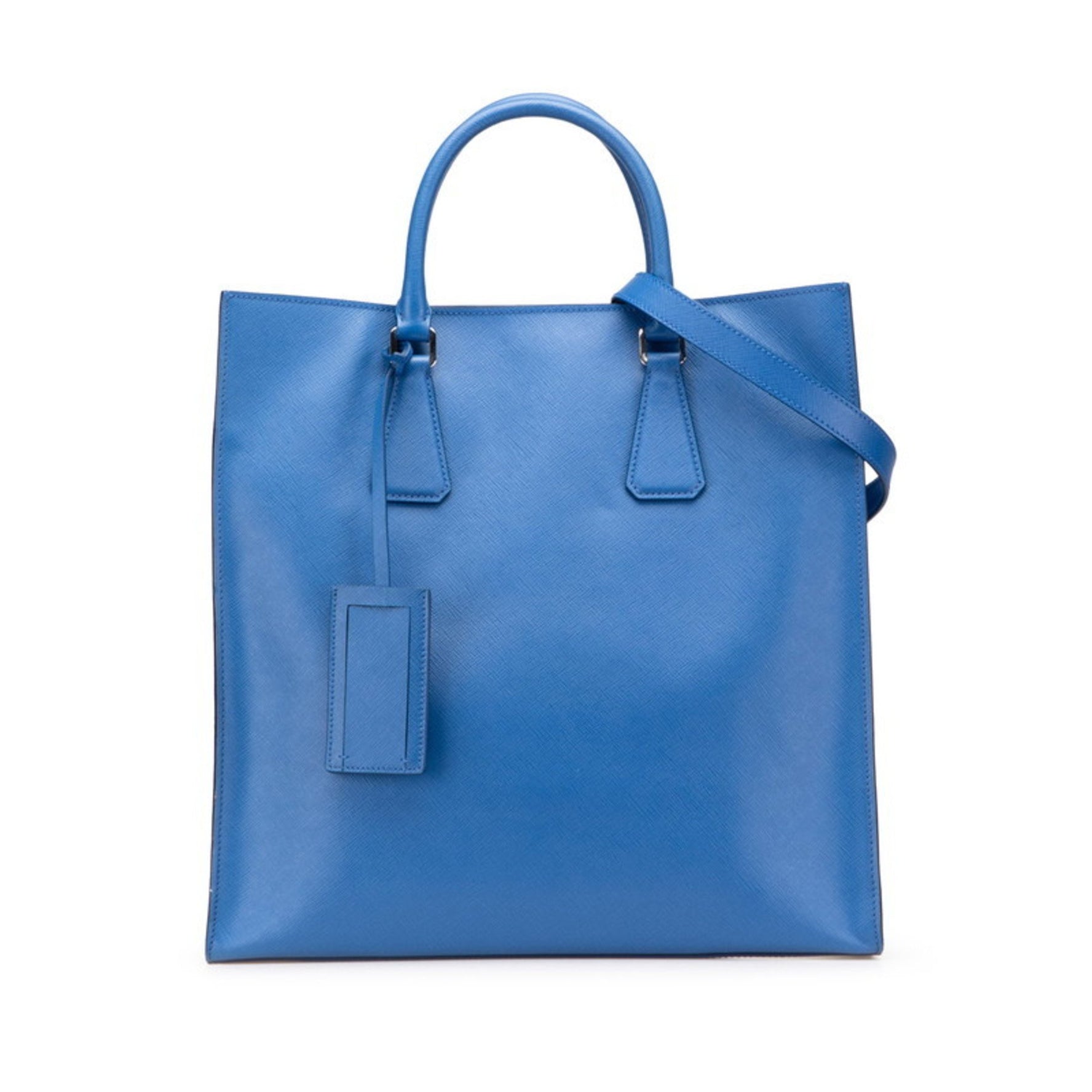 Prada Triangle Logo Plate Tote Bag/Shoulder Bag, Leather