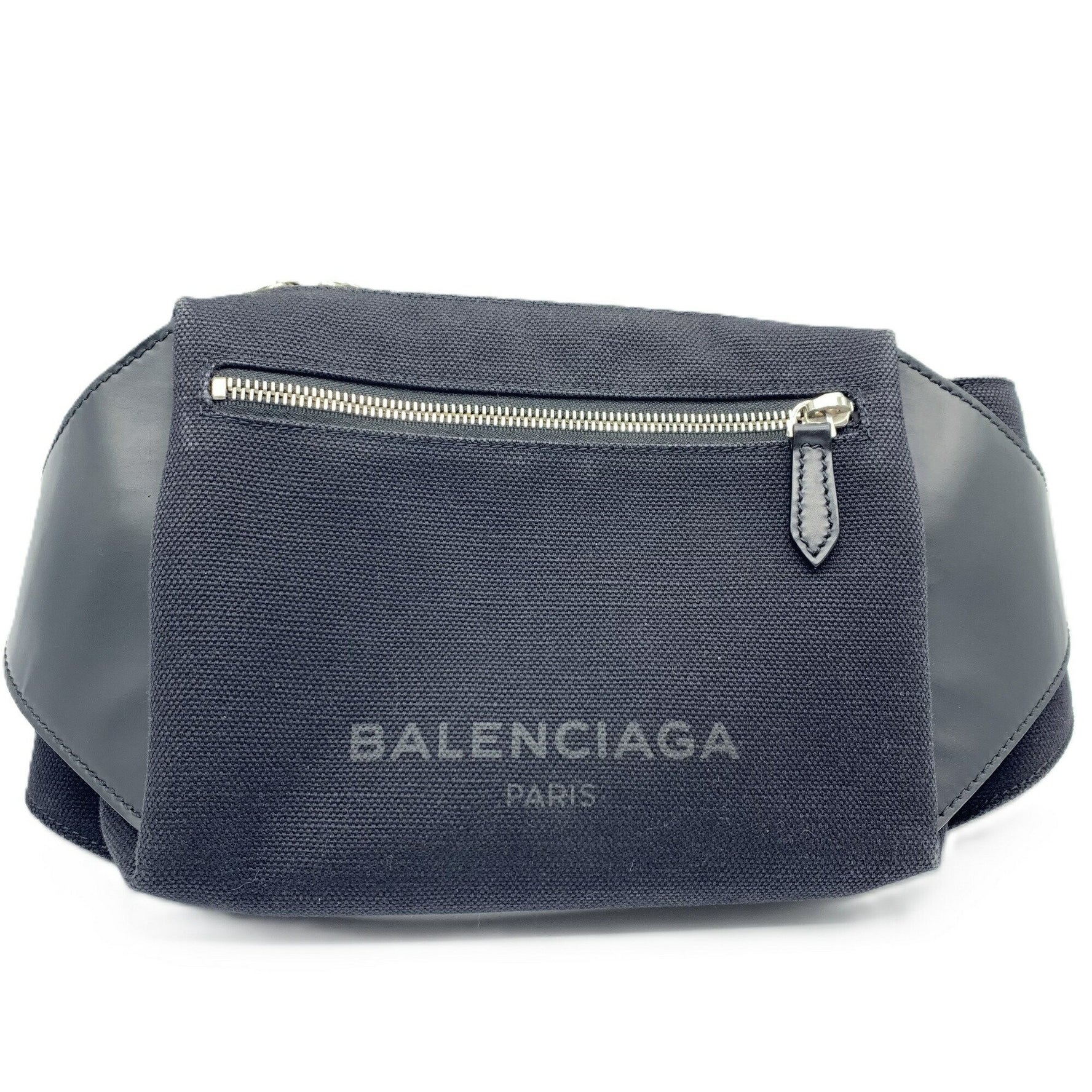 Balenciaga Body Bag Shoulder Waist Pouch Men's Canvas Leather Black BALENCIAGA