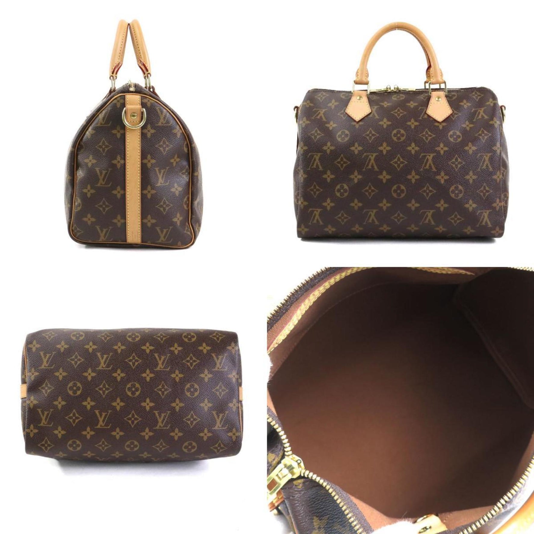 Louis Vuitton LOUIS VUITTON Handbag Shoulder Bag Monogram Speedy Bandouliere 30 Canvas Brown Gold Women's