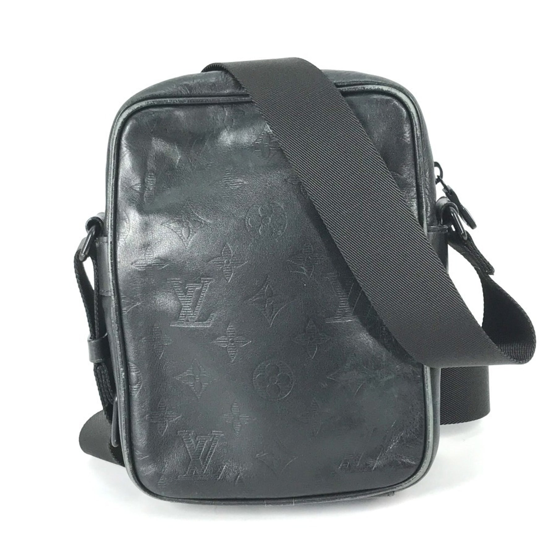 LOUIS VUITTON M43681 Monogram Shadow Danube PM Pochette Shoulder Bag in Black Leather