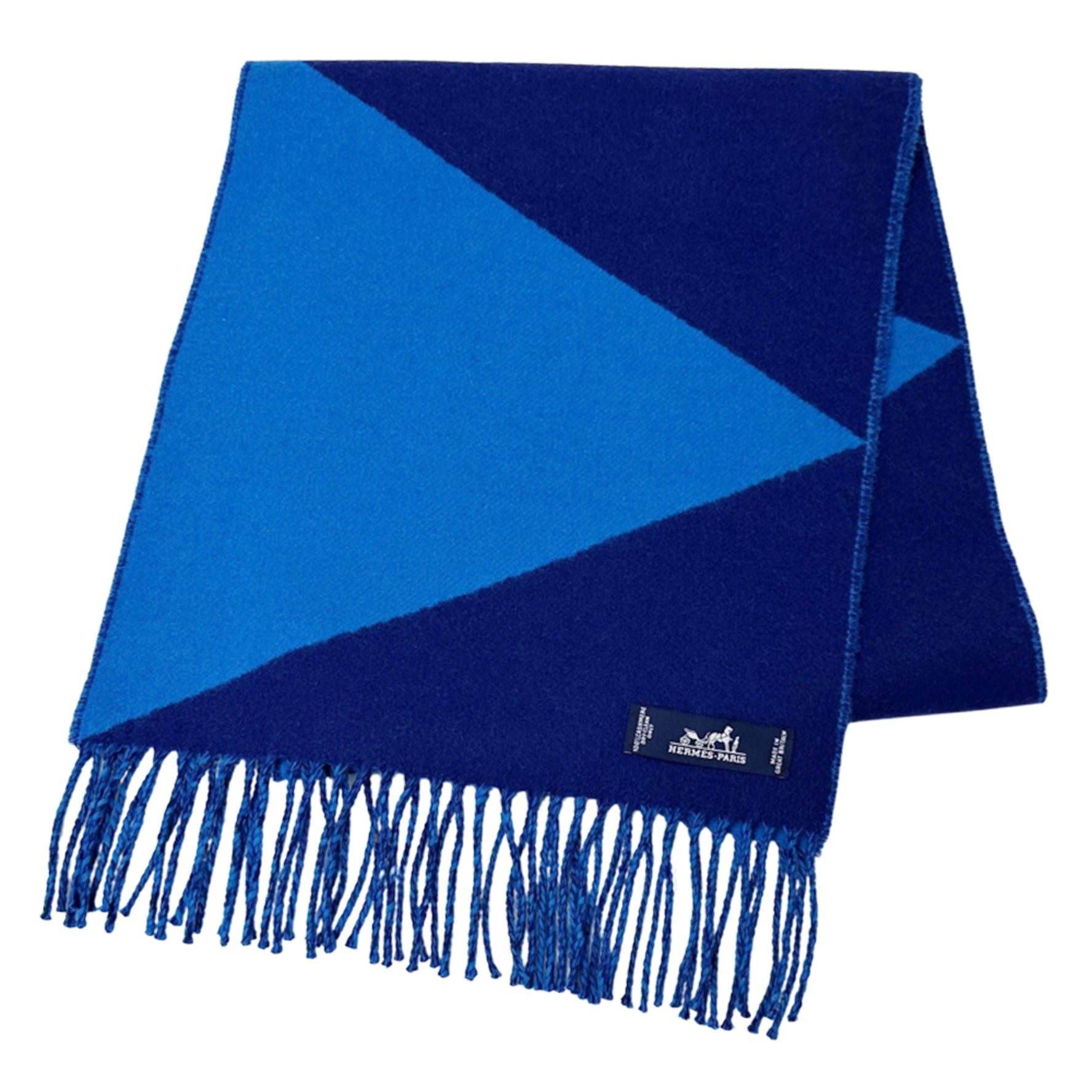 Hermes scarf men's brand stole cashmere blue jagged light