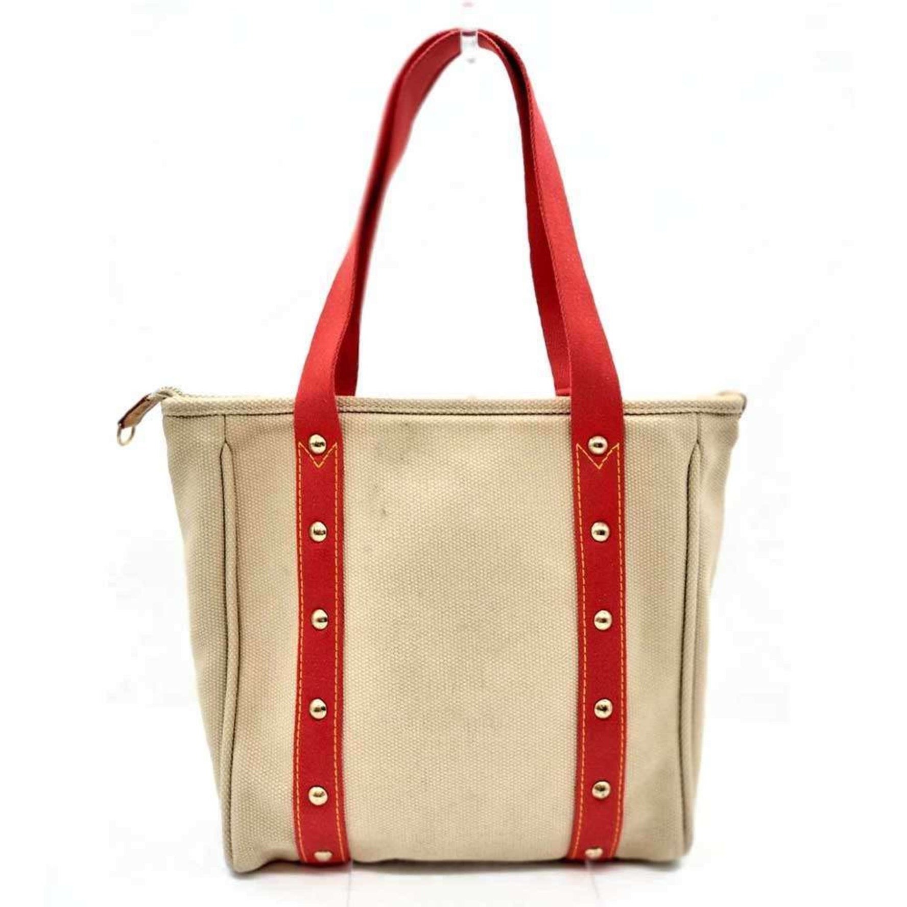 Louis Vuitton Antigua Cabas MM Beige x Red Studs Canvas LOUISVUITTON