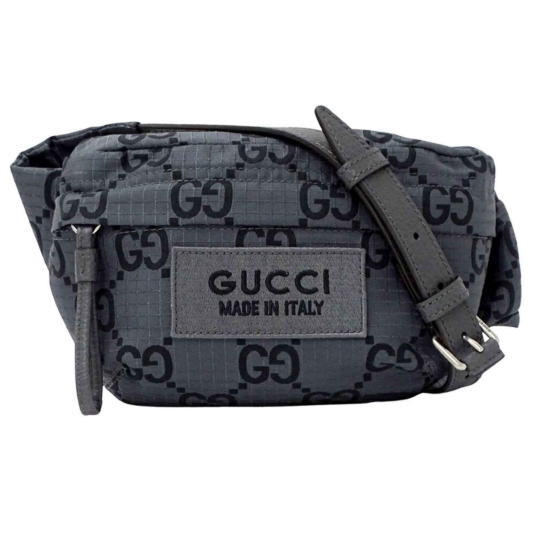 Gucci GUCCI Bag for Men and Women, Body Bag/Waist Bag, GG Polyester, Gray/Black, 767934, Cruise Collection