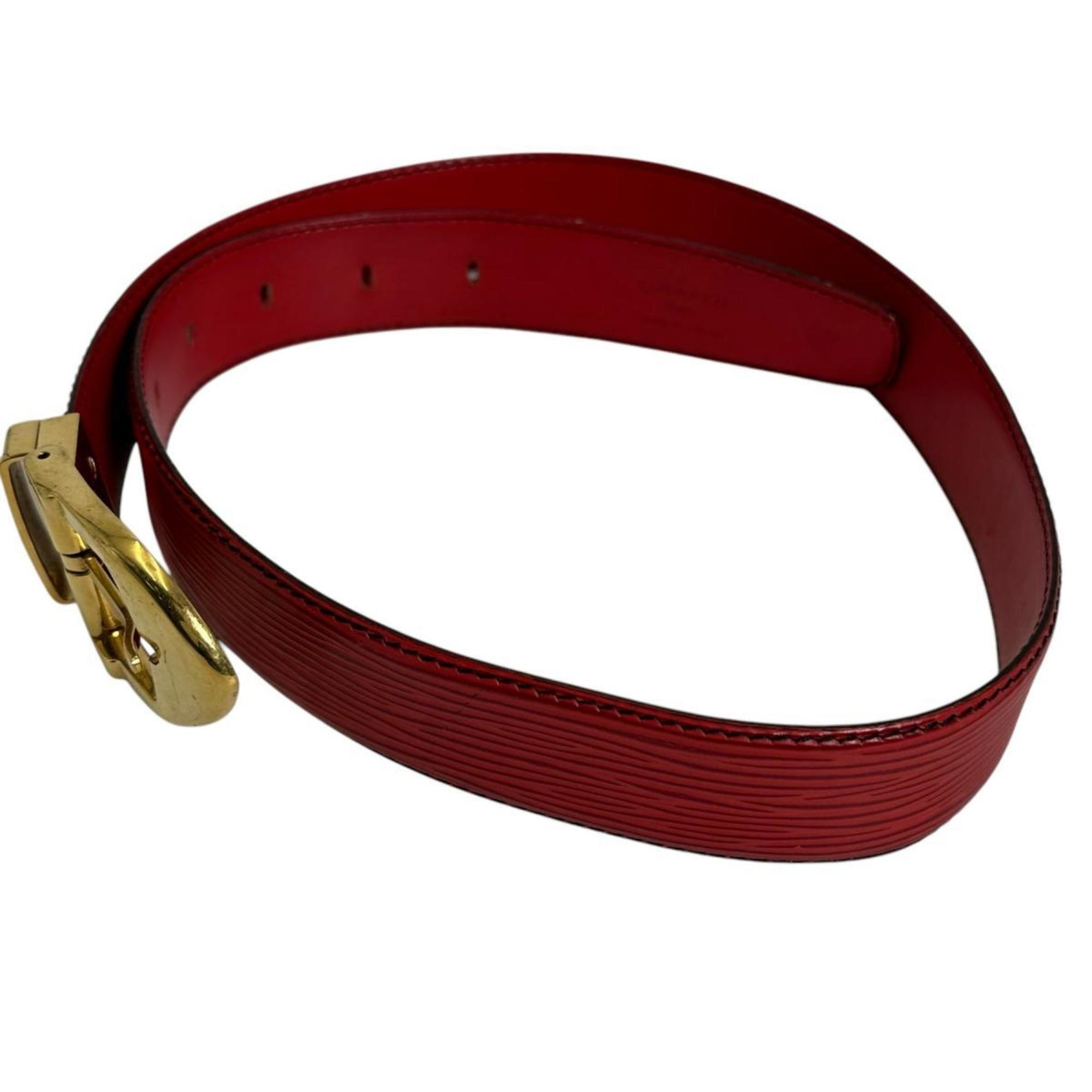 Louis Vuitton Epi Santur Classic Leather Belt Red