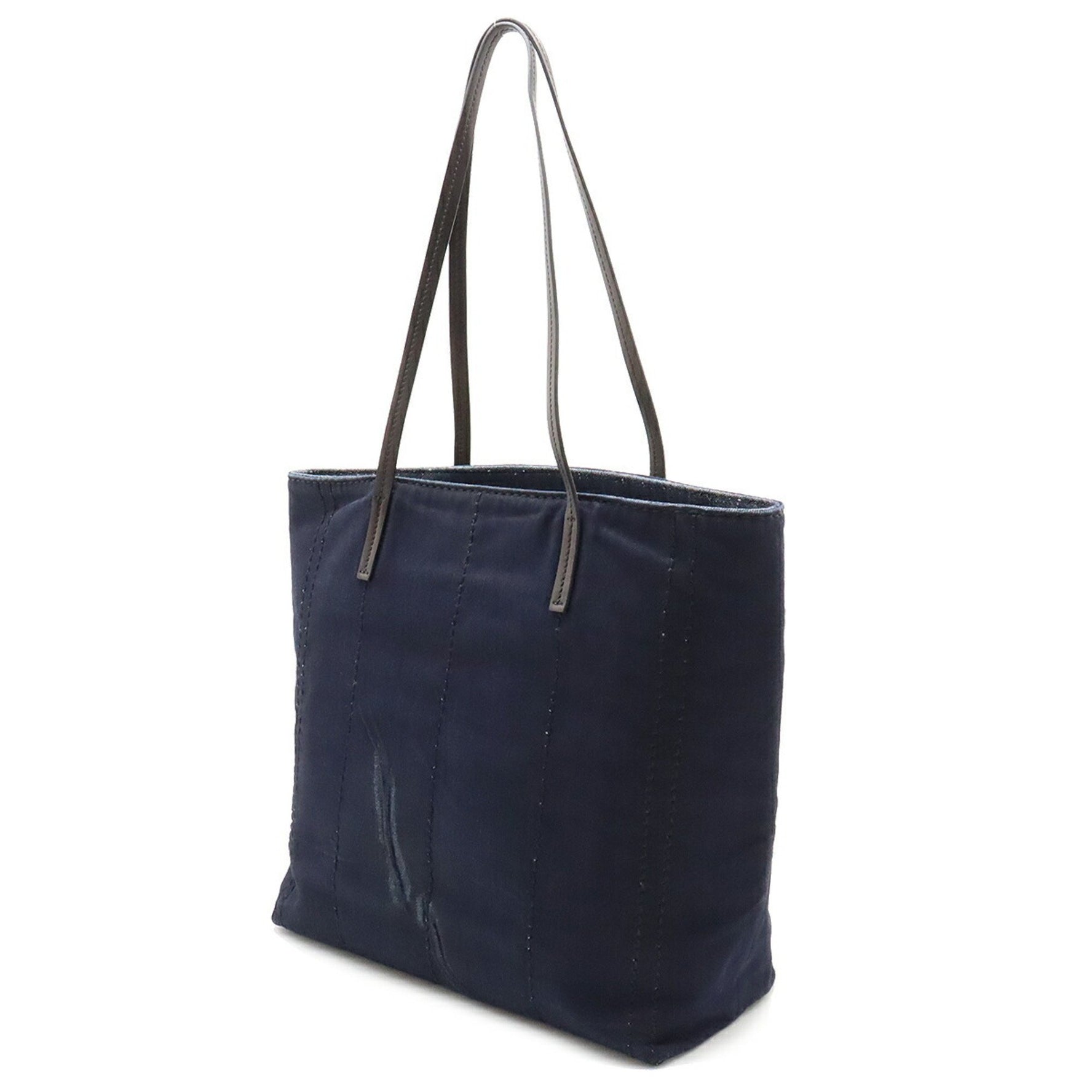 PRADA MISTOLINO VITELLO Tote Bag Shoulder Denim Leather Indigo Black 1BG347