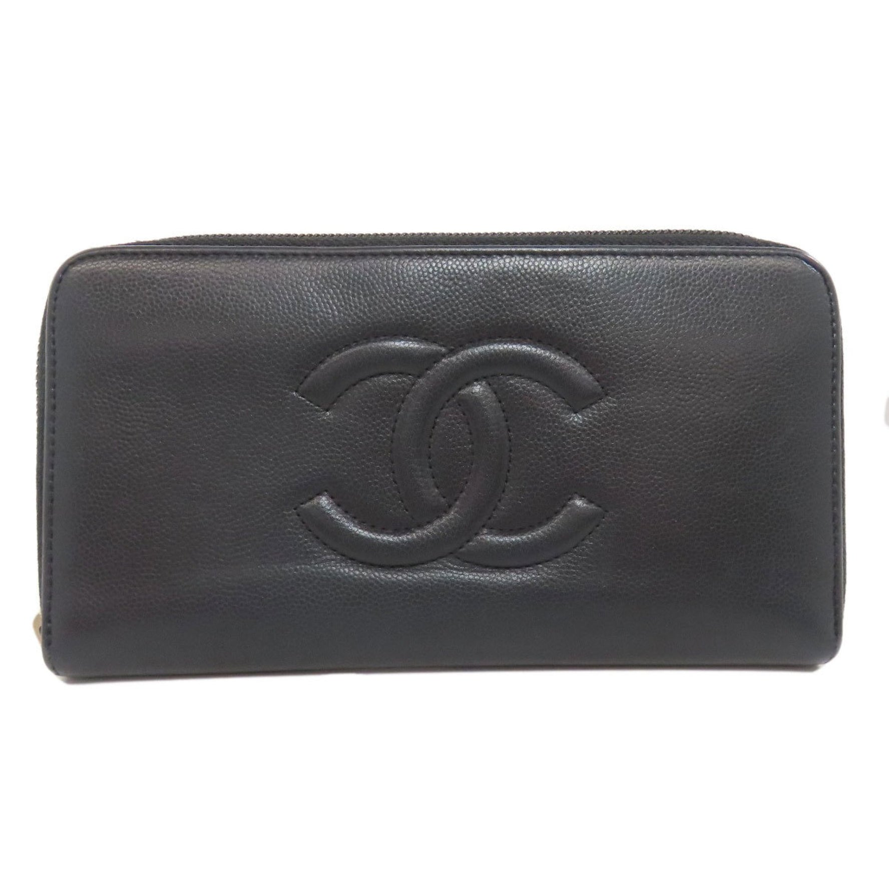 CHANEL Round Coco Mark Long Wallet in Grained Calfskin
