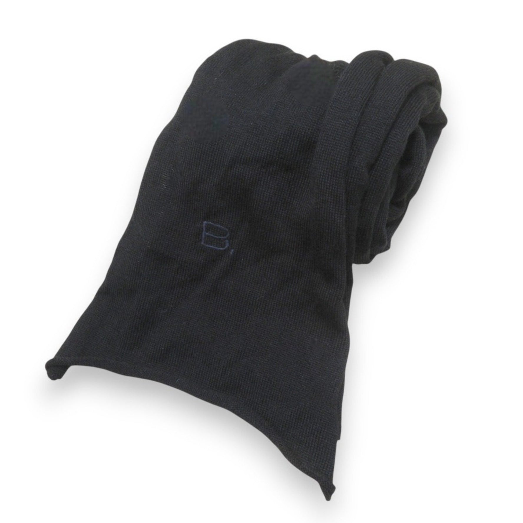 BALENCIAGA 100% wool B embroidery long narrow knit stole scarf black men women