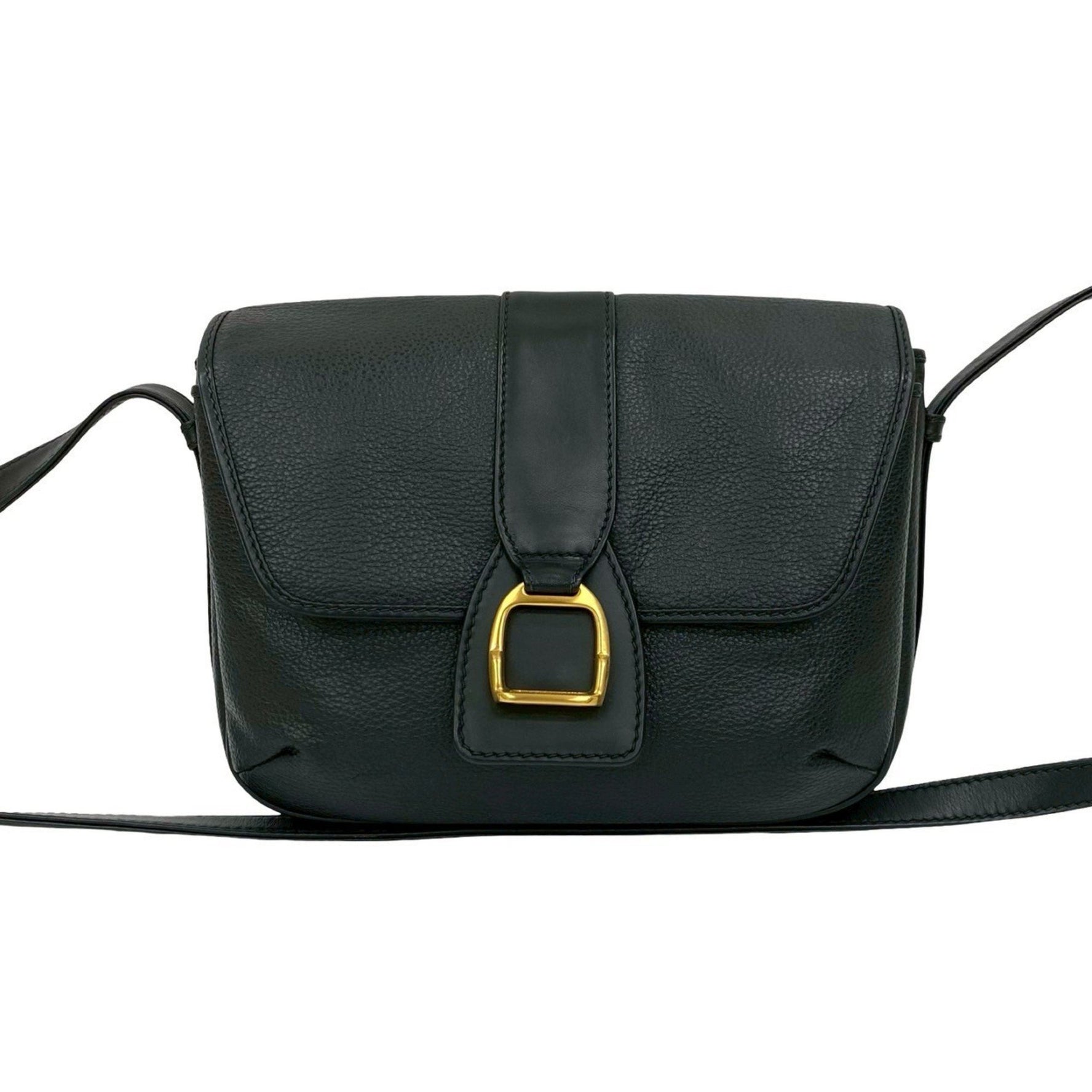 GUCCI Old Gucci Leather Shoulder Bag/Pochette/Sacoche in Black (474-6)