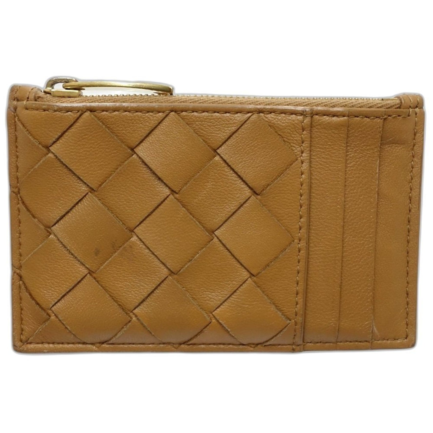 BOTTEGA VENETA Business Card Case Zip Coin Purse in Intrecciato Leather