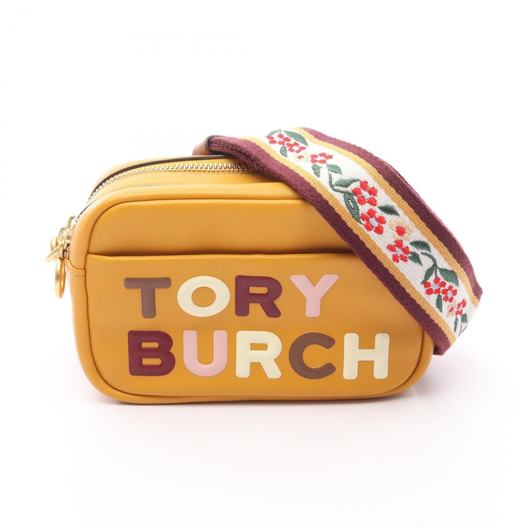 Tory Burch Perry High Frequency Mini Shoulder Bag, Leather, Yellow/Multicolor