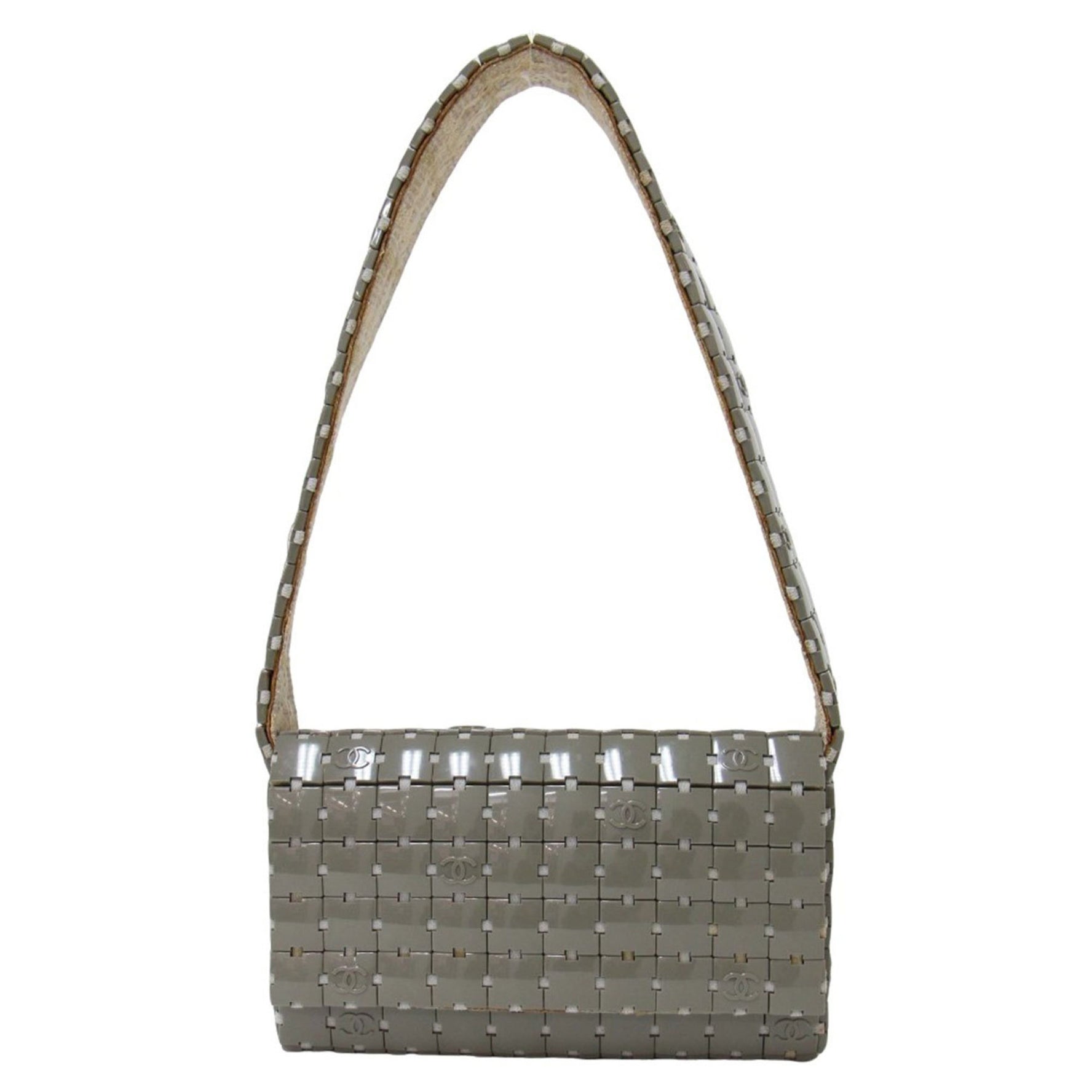 CHANEL Puzzle Shoulder Bag One Handle Coco Mark Grey Luxury