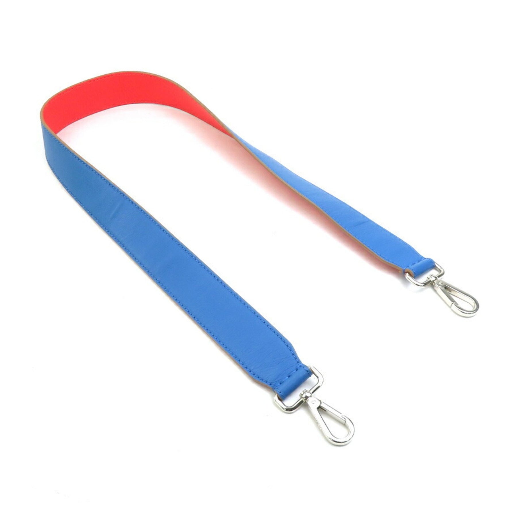FENDI Shoulder Strap Leather Blue x Red