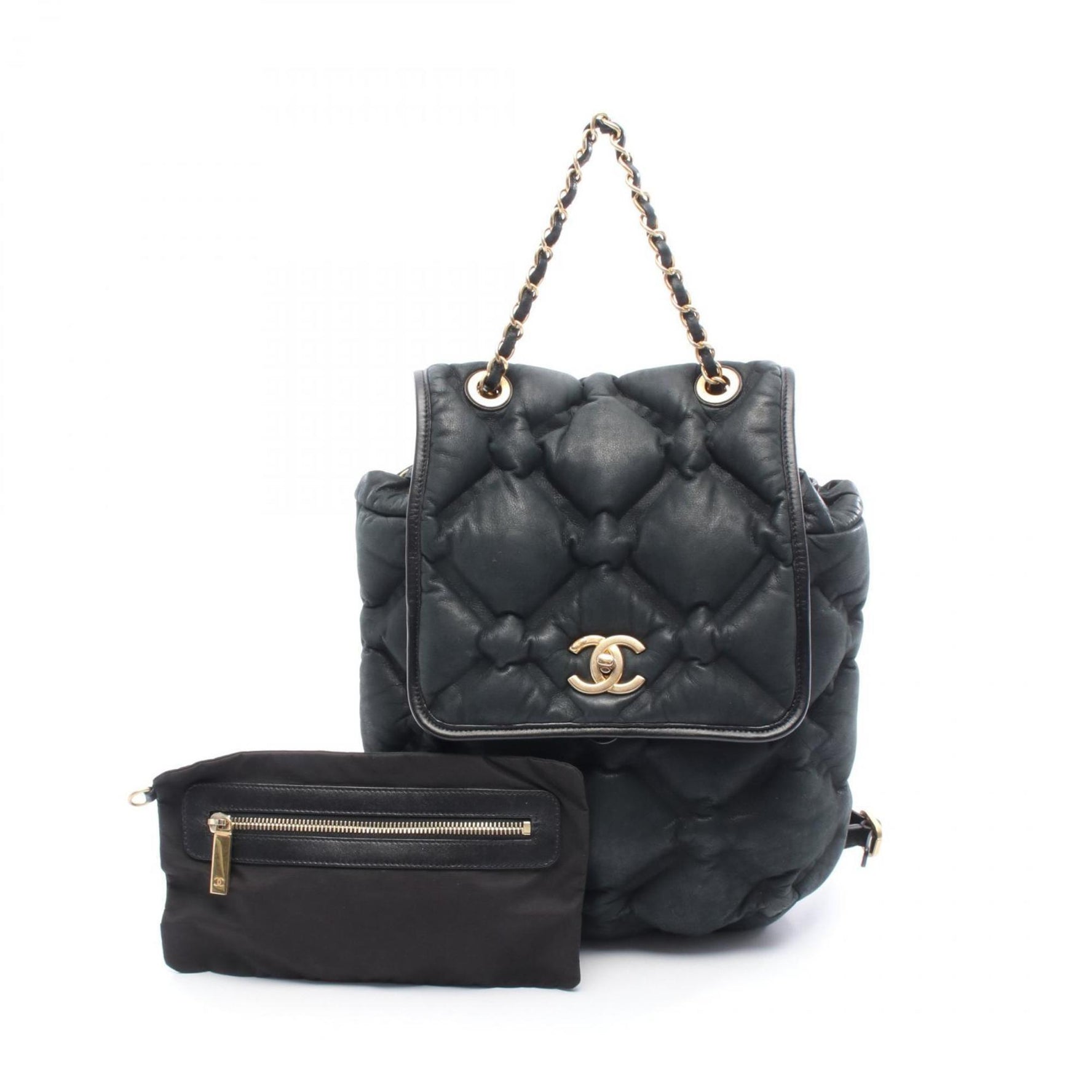 CHANEL Bubble Quilted Backpack, Leather