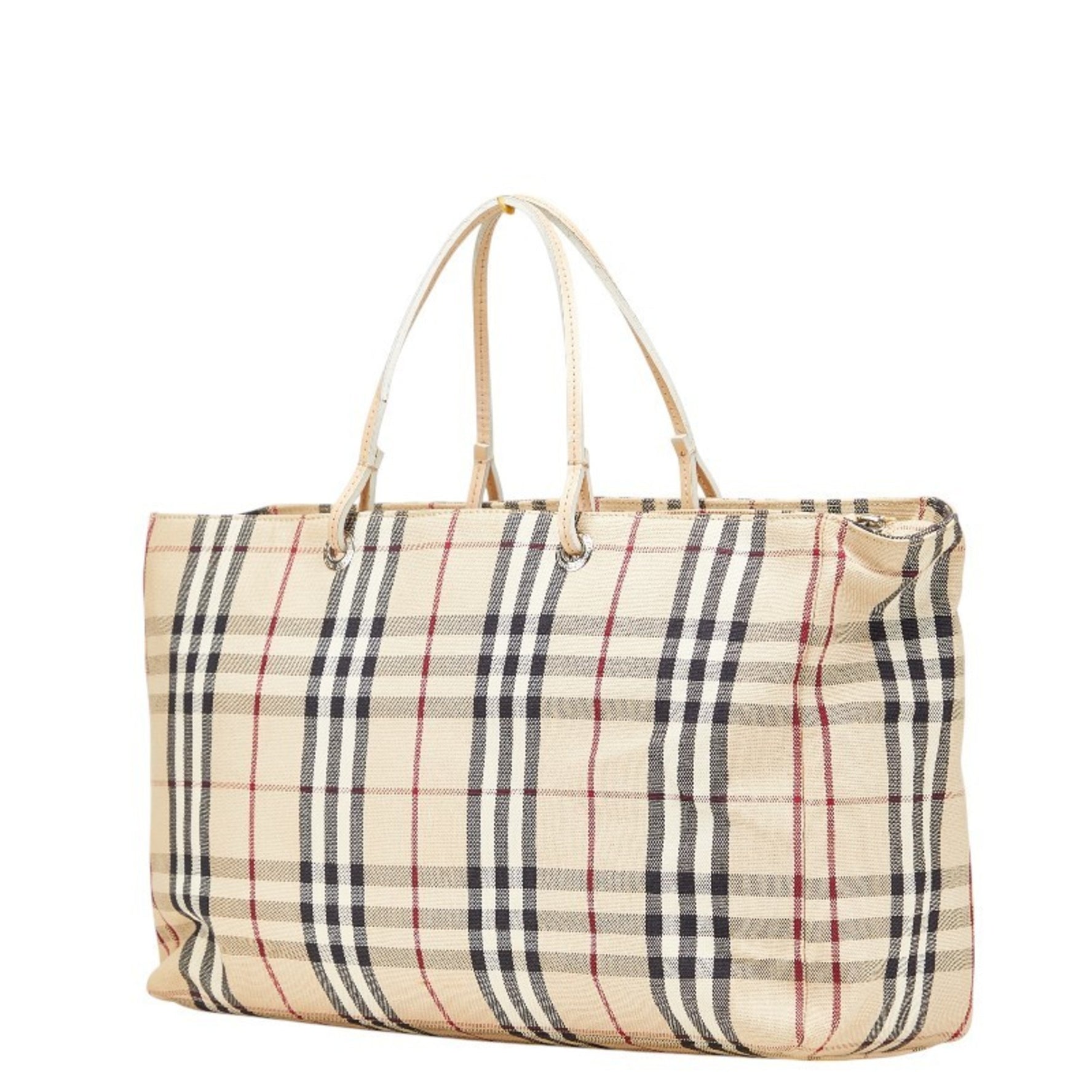 Burberry Nova Check Tote Bag Handbag Canvas Leather