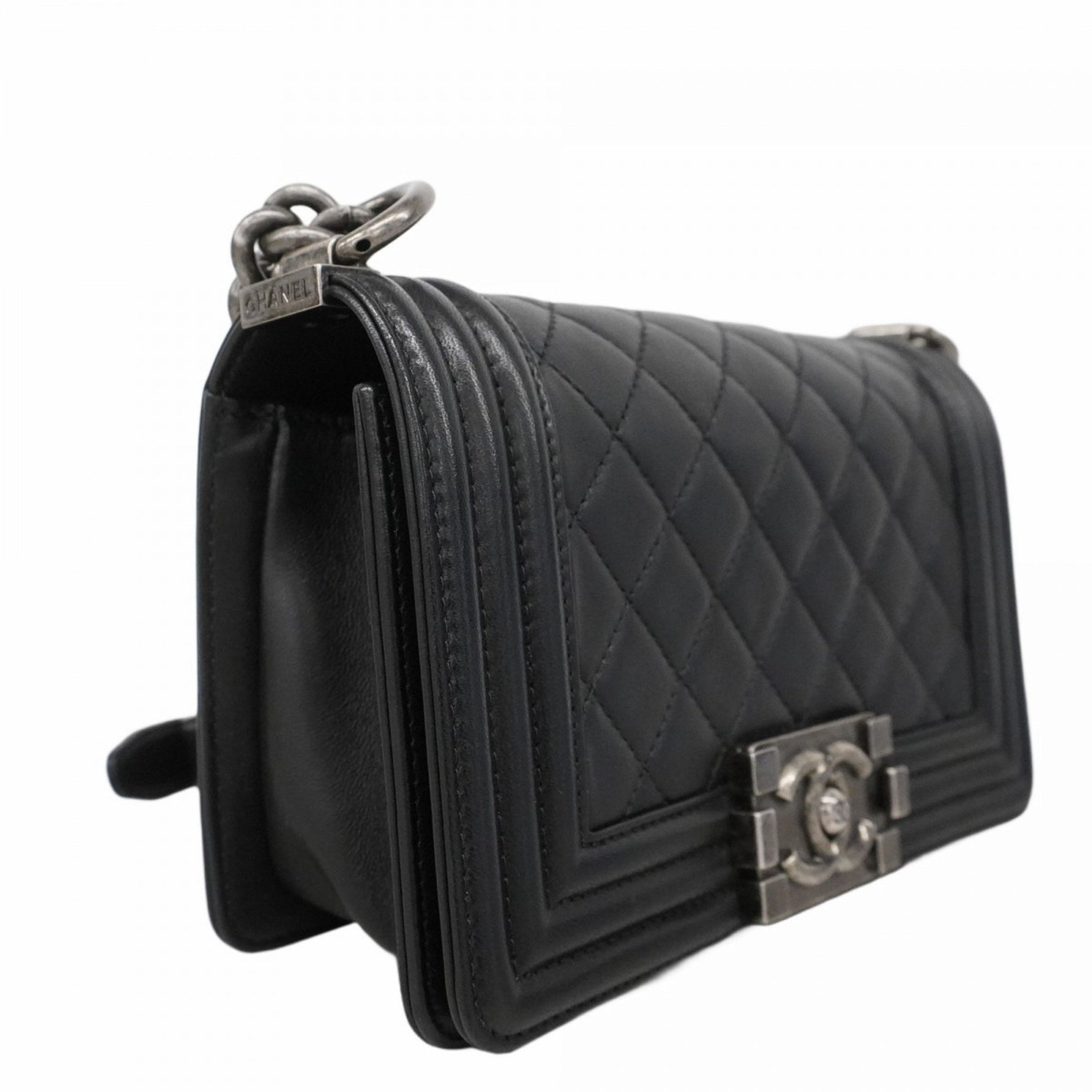 Chanel Shoulder Bag Boy Chain Lambskin Black Women's