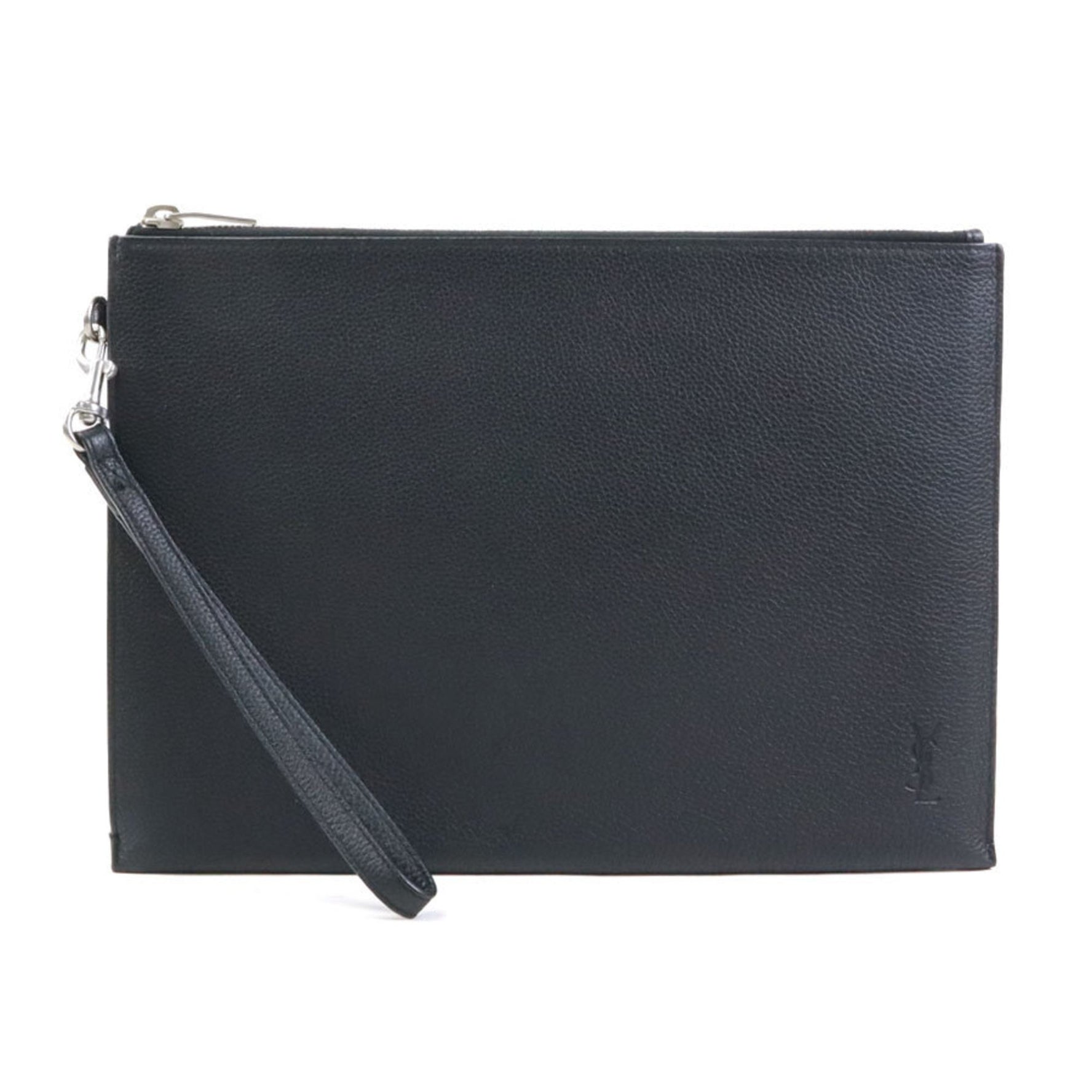 Saint Laurent Clutch Bag Leather Black Men's Women's 56045k