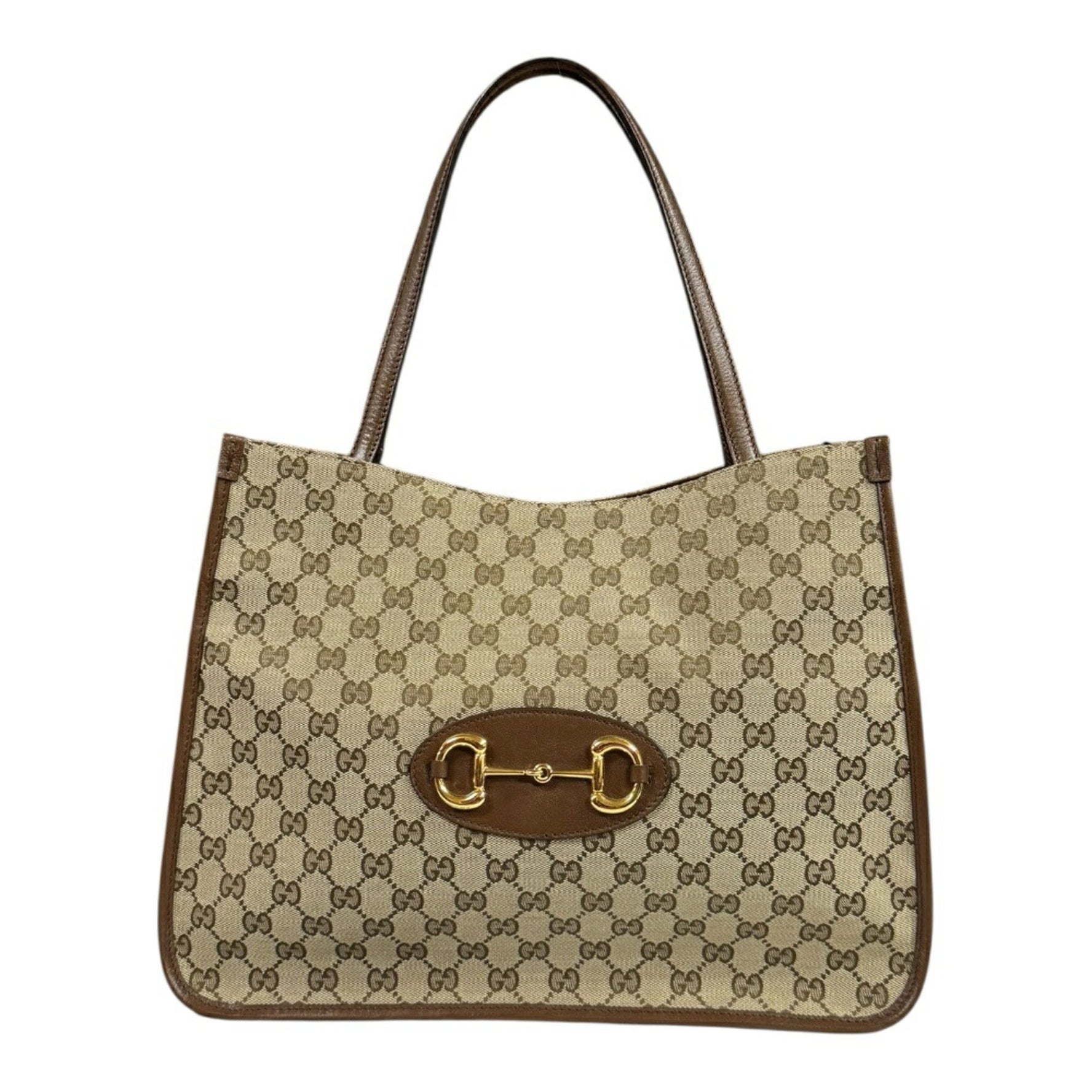 Gucci Horsebit Tote Bag in GG Canvas Beige, Unisex