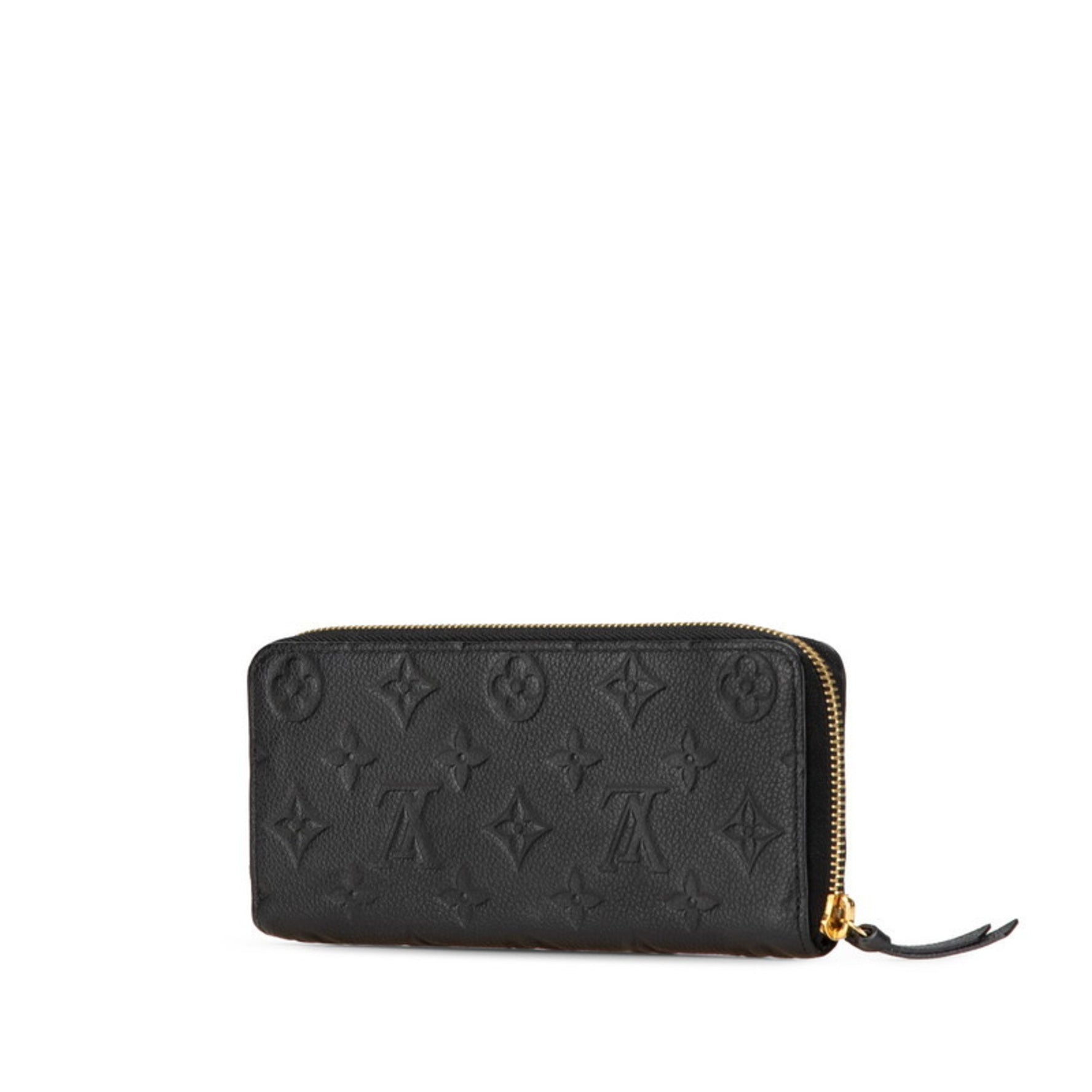 Louis Vuitton Monogram Empreinte Portefeuille Clemence Zippy Wallet, Round Zipper Long Wallet Noir Black Leather