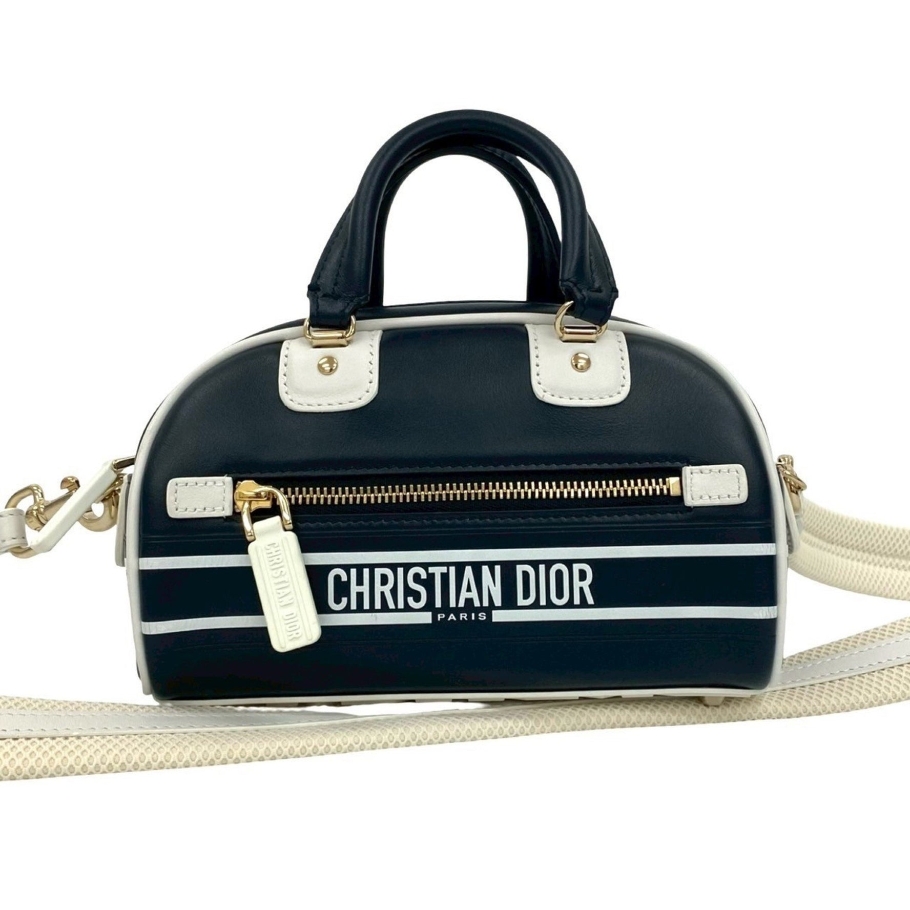 Unused, stored Christian Dior Vibe Bowler Bag, Mini Leather, Handbag/Shoulder Navy