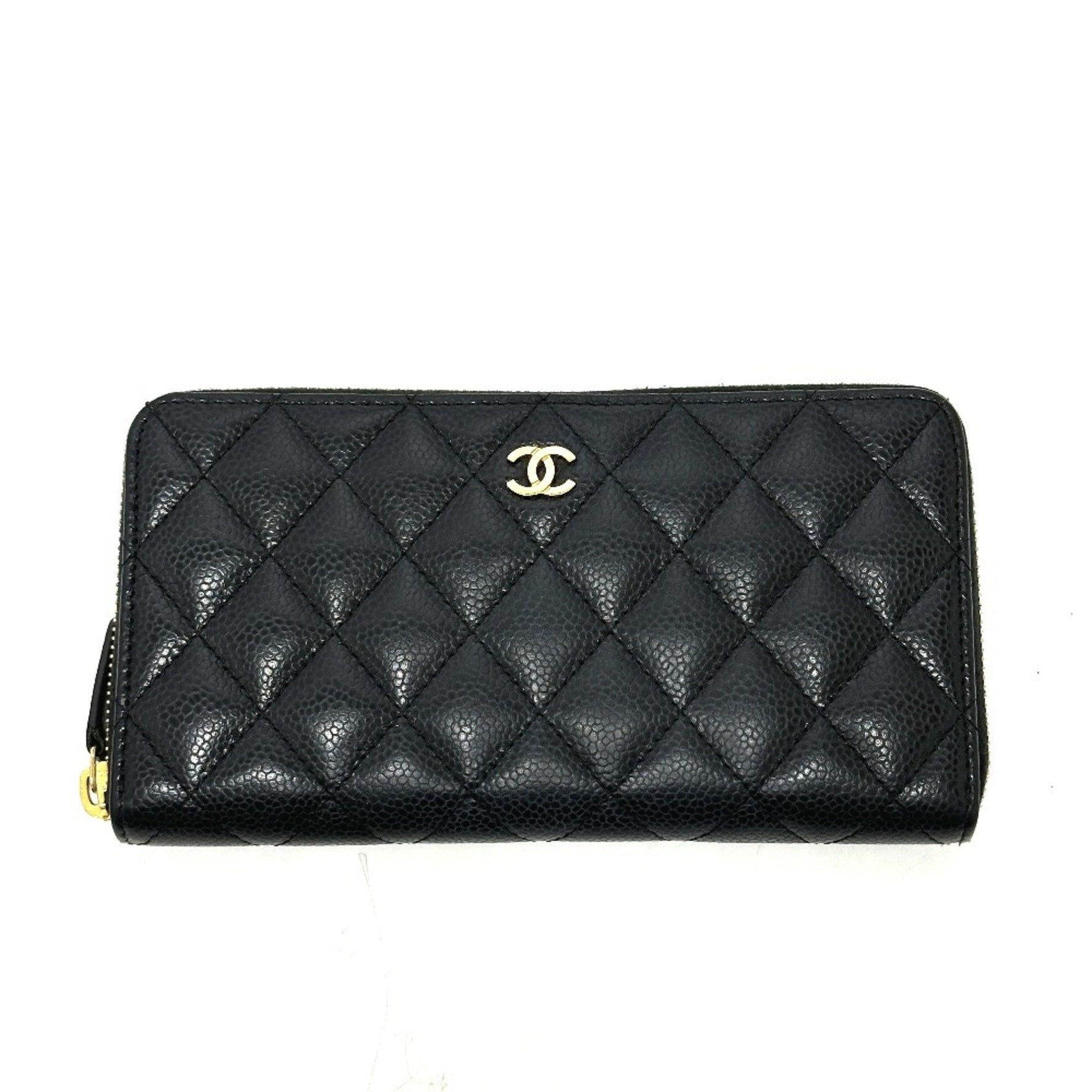 CHANEL Coco Mark Matelasse Wallet, Long Caviar Leather