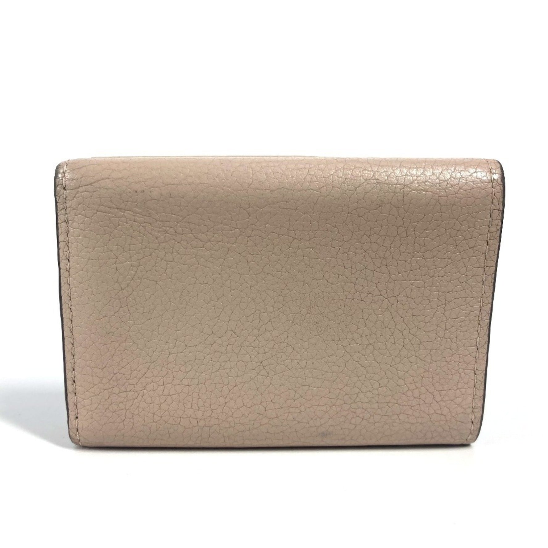 Louis Vuitton LV Logo Portefeuille Lock Mini Compact Wallet Tri-fold Calf Leather Men's Greige Beige