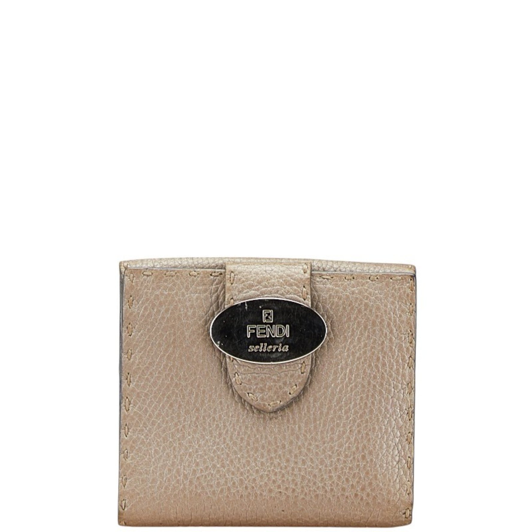 Fendi Selleria Bifold Wallet Champagne Gold Leather