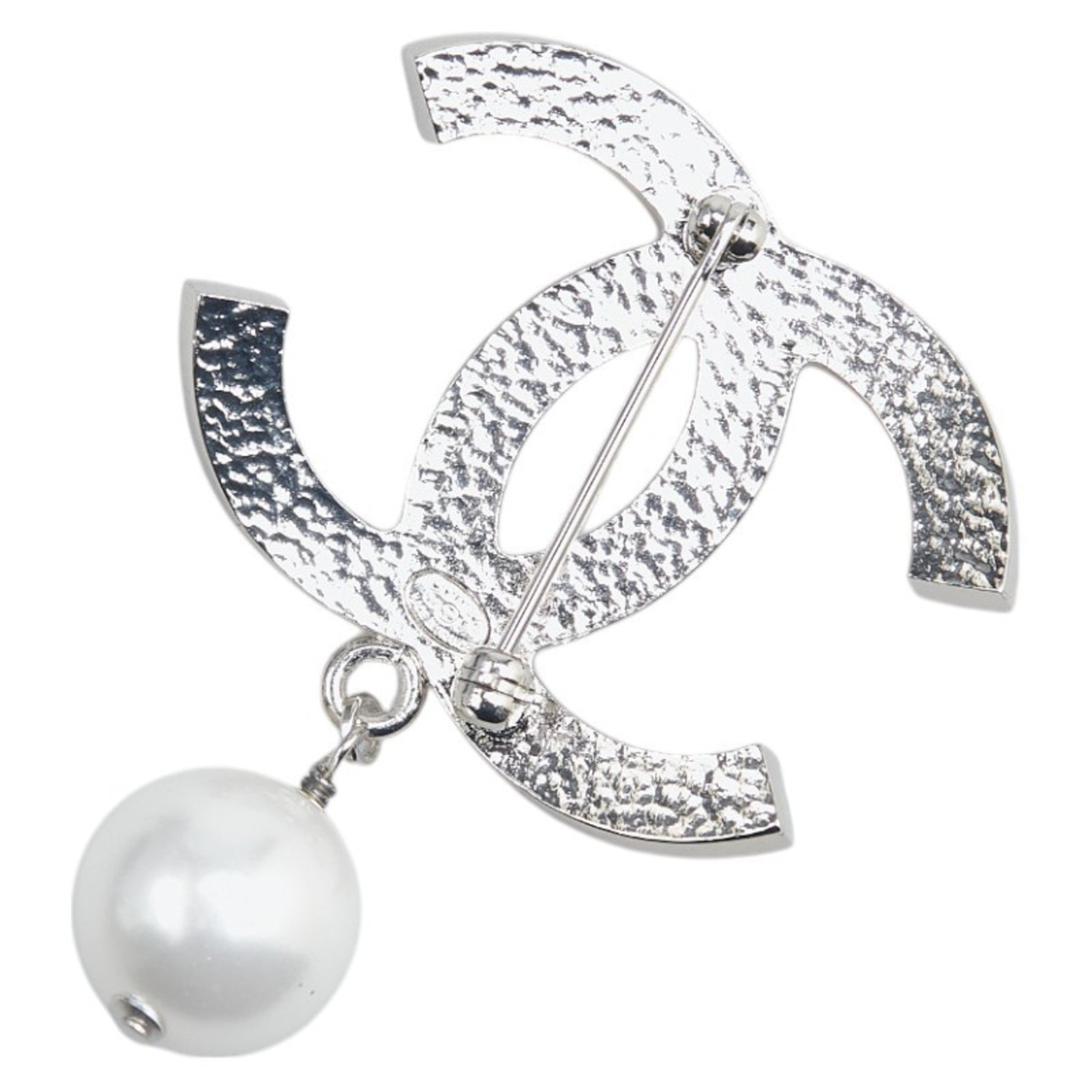 Chanel Coco Mark Rhinestone Brooch in Metal with Faux Pearls