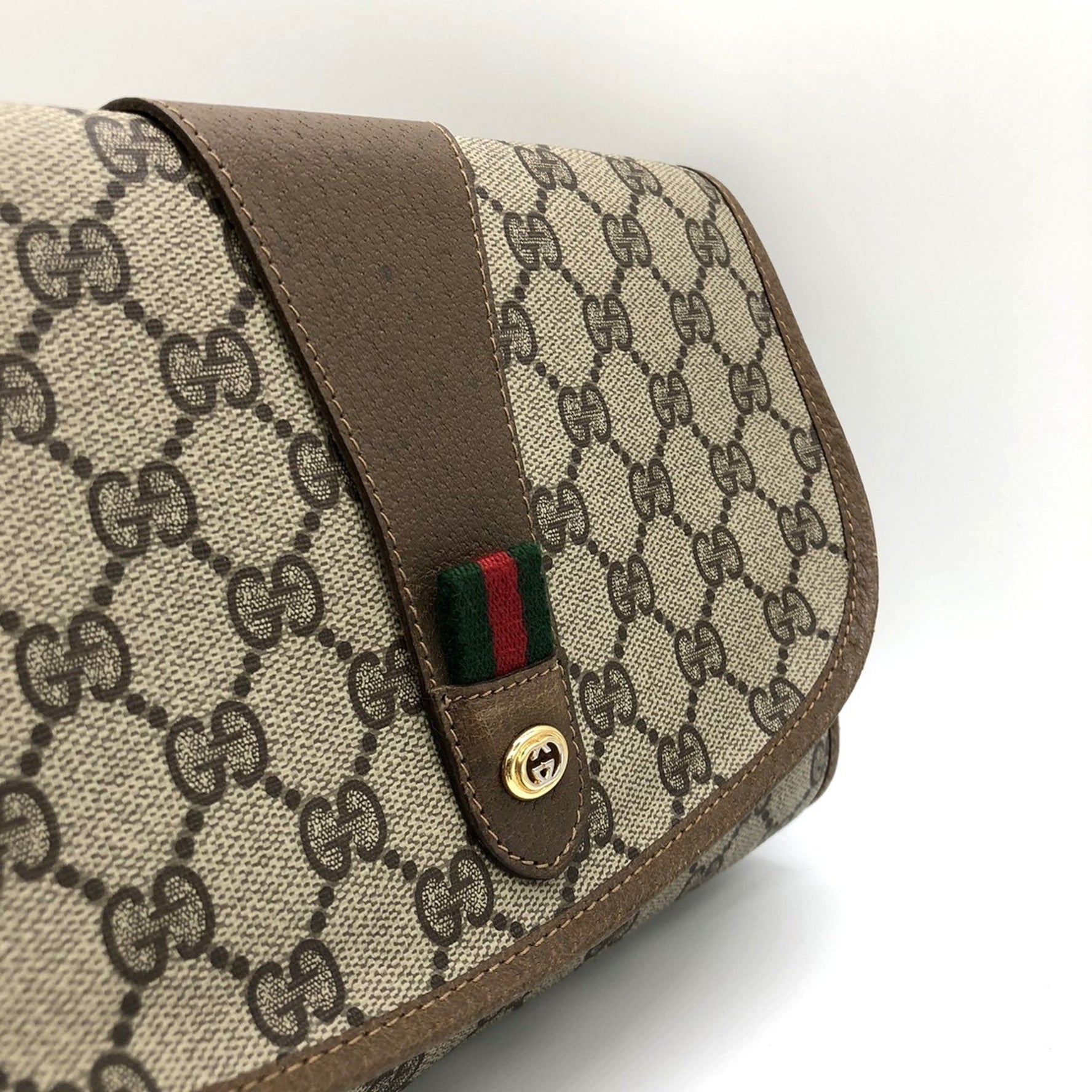 GUCCI 89, 01, 030 Second Bag, Clutch Pouch, Sherry Line, GG Supreme, Beige, for Men and Women