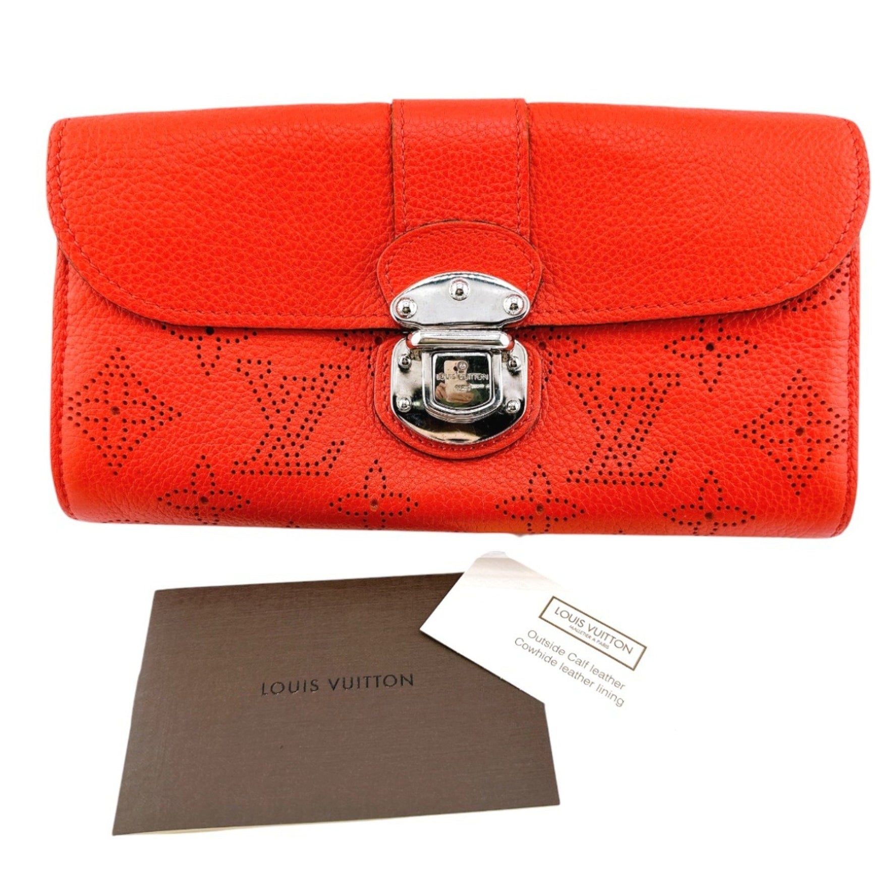 Louis Vuitton LOUIS VUITTON Long Wallet Portefeuille Iris Mahina Bi-fold Monogram M58161 Corail LV