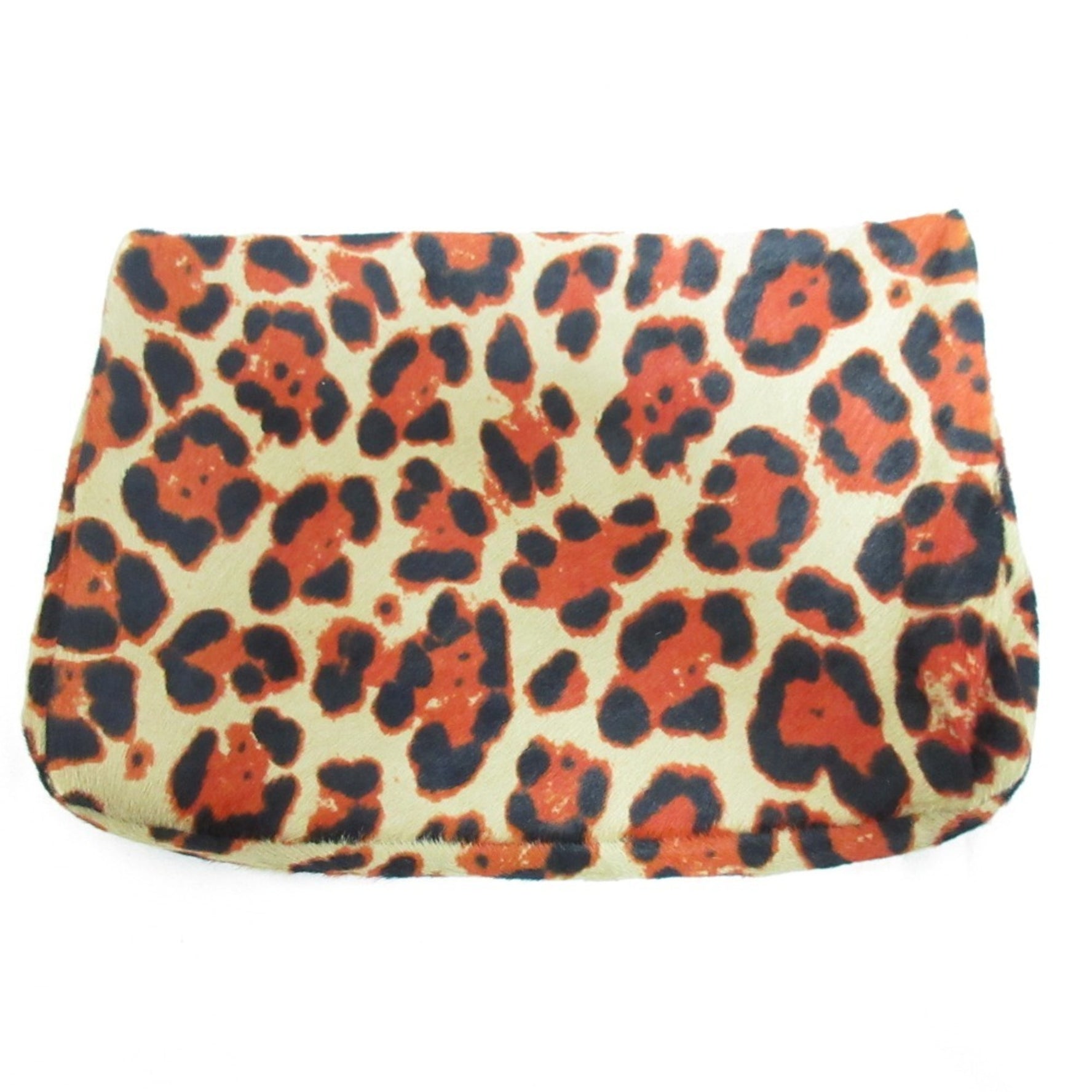 Jimmy Choo Leopard print zip clutch bag pouch in orange and beige