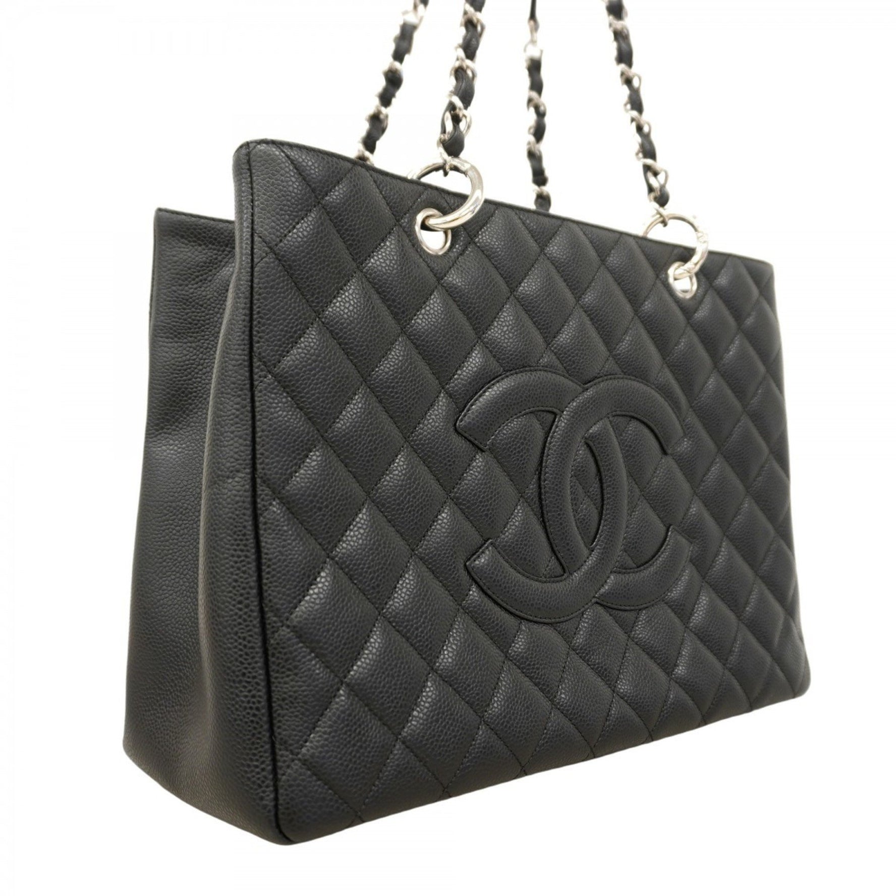 Chanel Matelasse Chain Tote Bag in Caviar Skin, Black, Women's