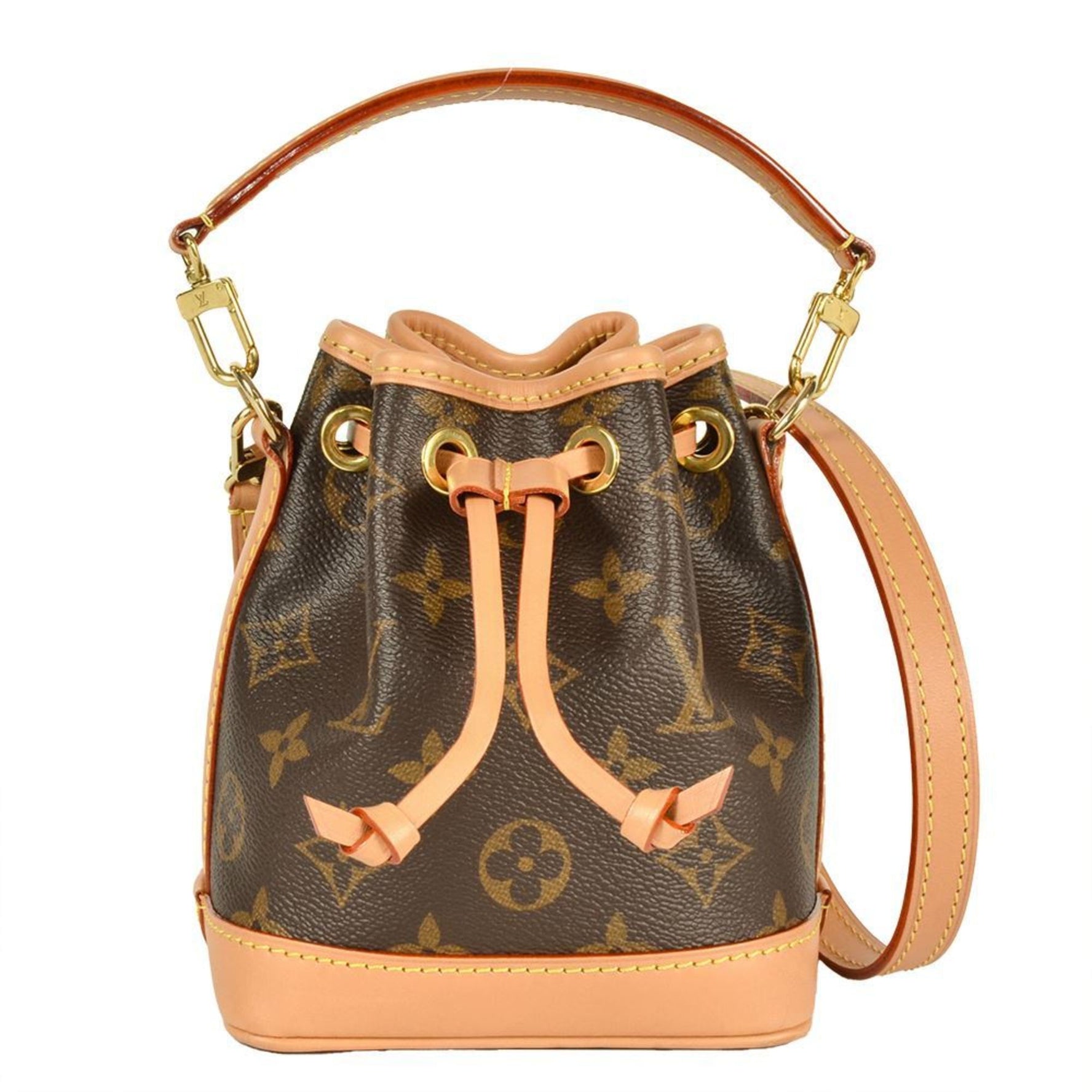 Louis Vuitton Nano Noe Shoulder Bag Monogram Canvas Brown RFID Handbag