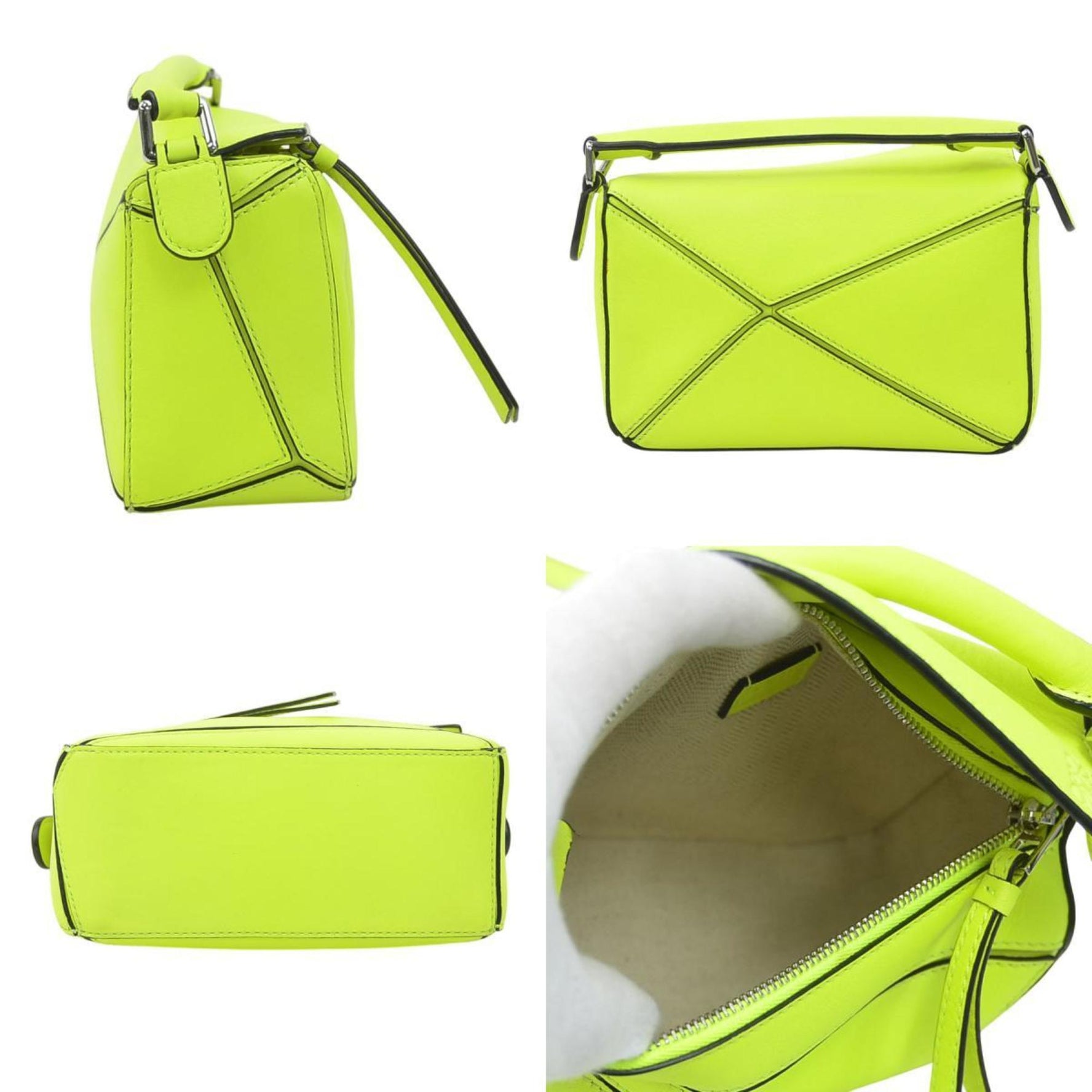 LOEWE Puzzle Mini Shoulder Bag Leather Neon