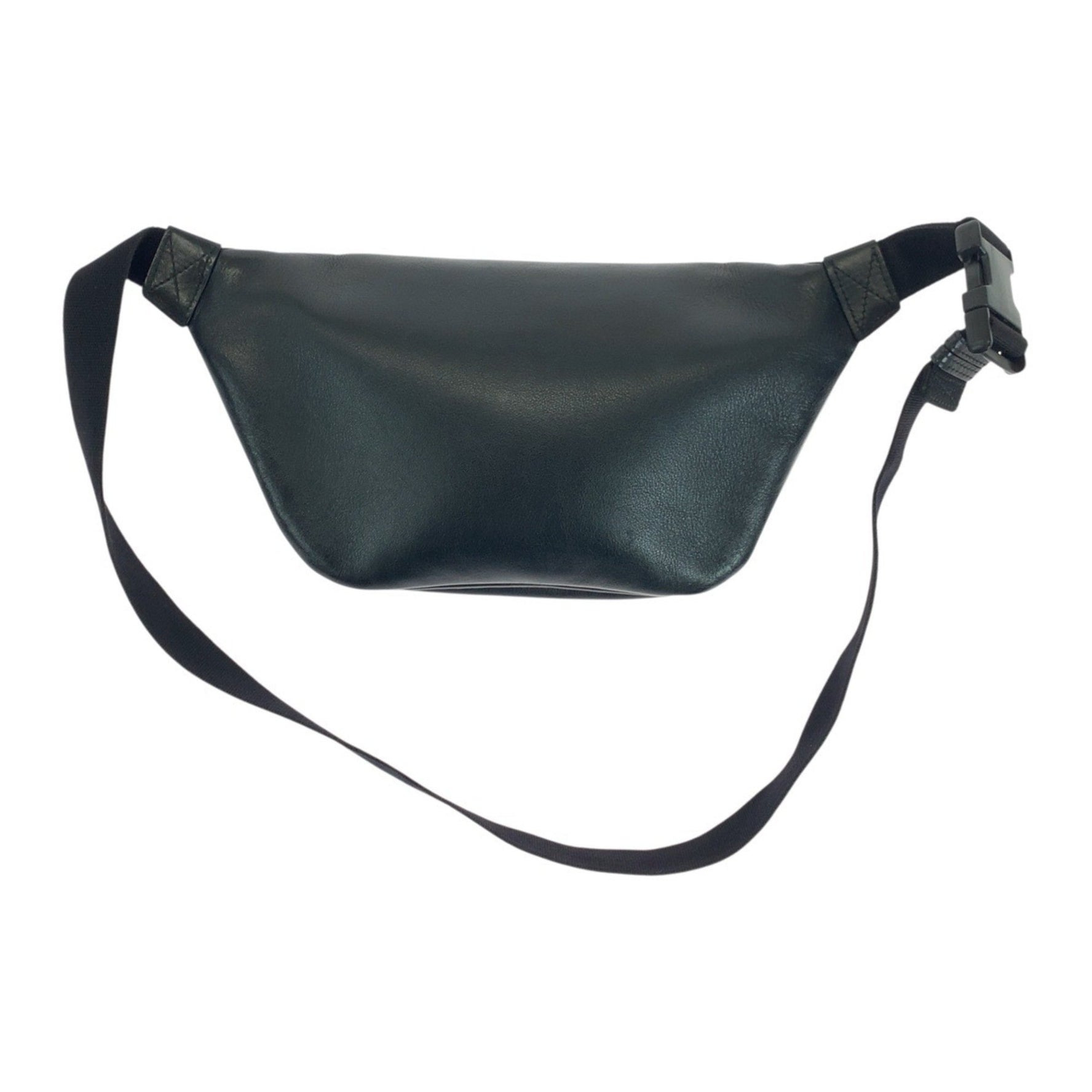 BALENCIAGA Everyday Logo Print Black Silver Hardware Leather Body Bag Waist Men's