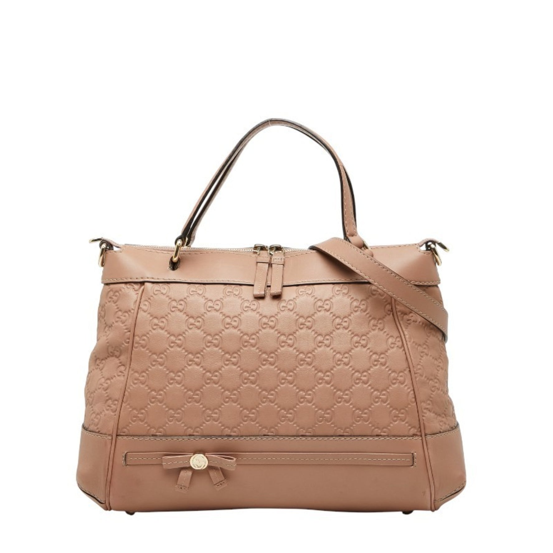 Gucci Guccissima Mayfair Handbag/Shoulder Bag Pink Beige Leather