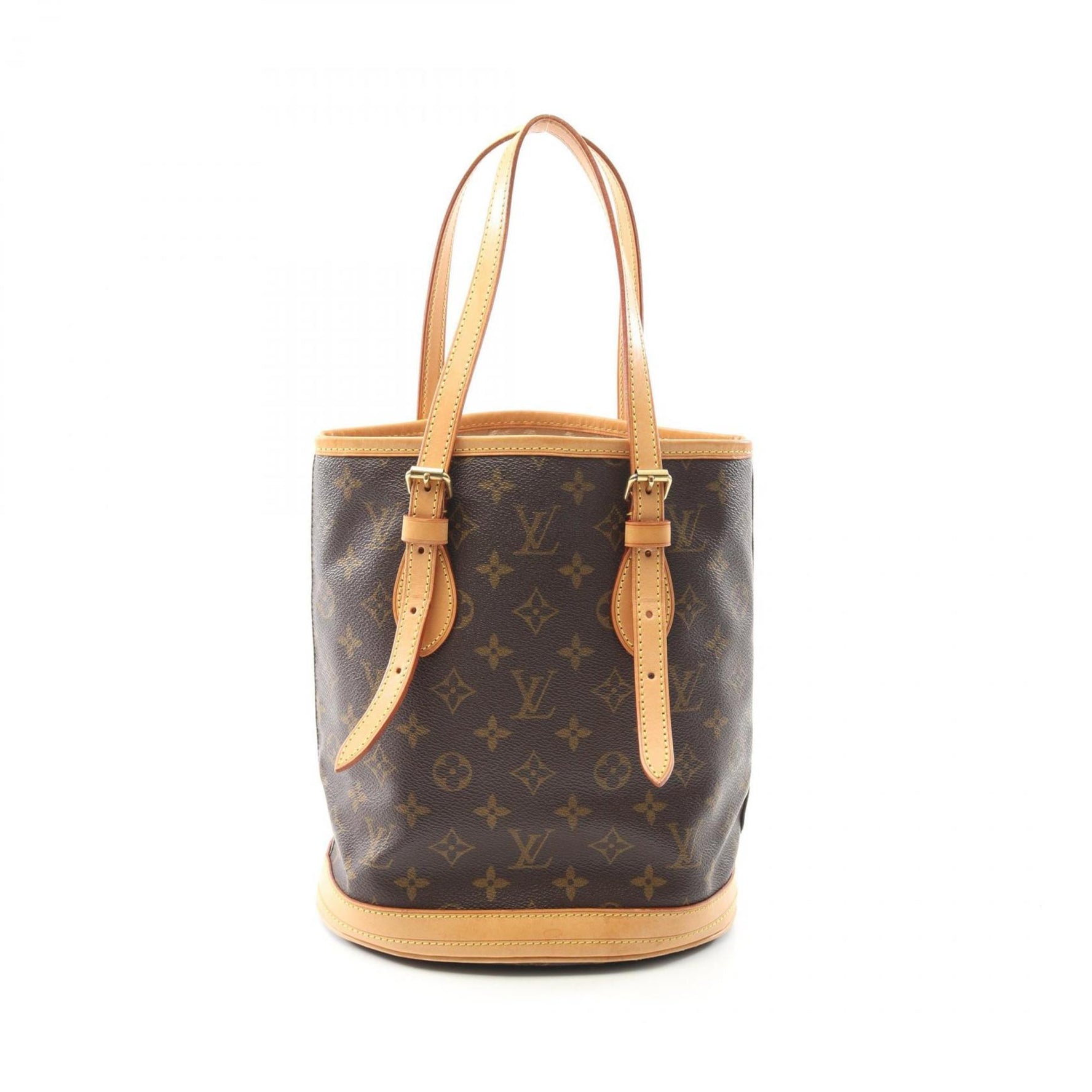 Louis Vuitton Bucket PM Monogram Handbag Coated Canvas Leather Brown