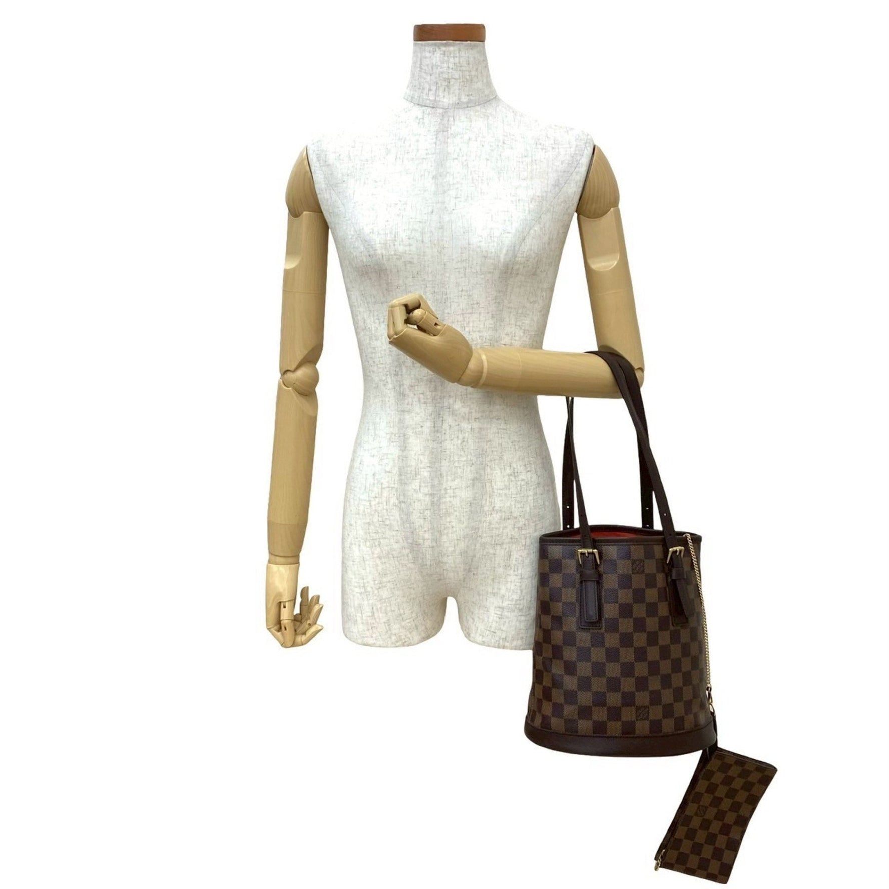 LOUIS VUITTON Mare Damier Leather Tote Bag, Handbag, Semi-Shoulder