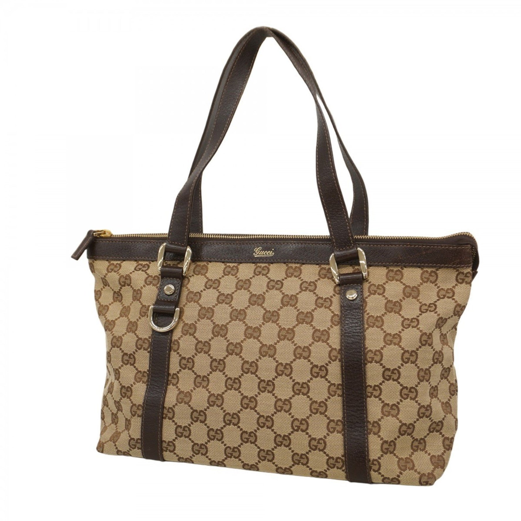 Gucci GG Canvas Tote Bag Brown Beige Champagne