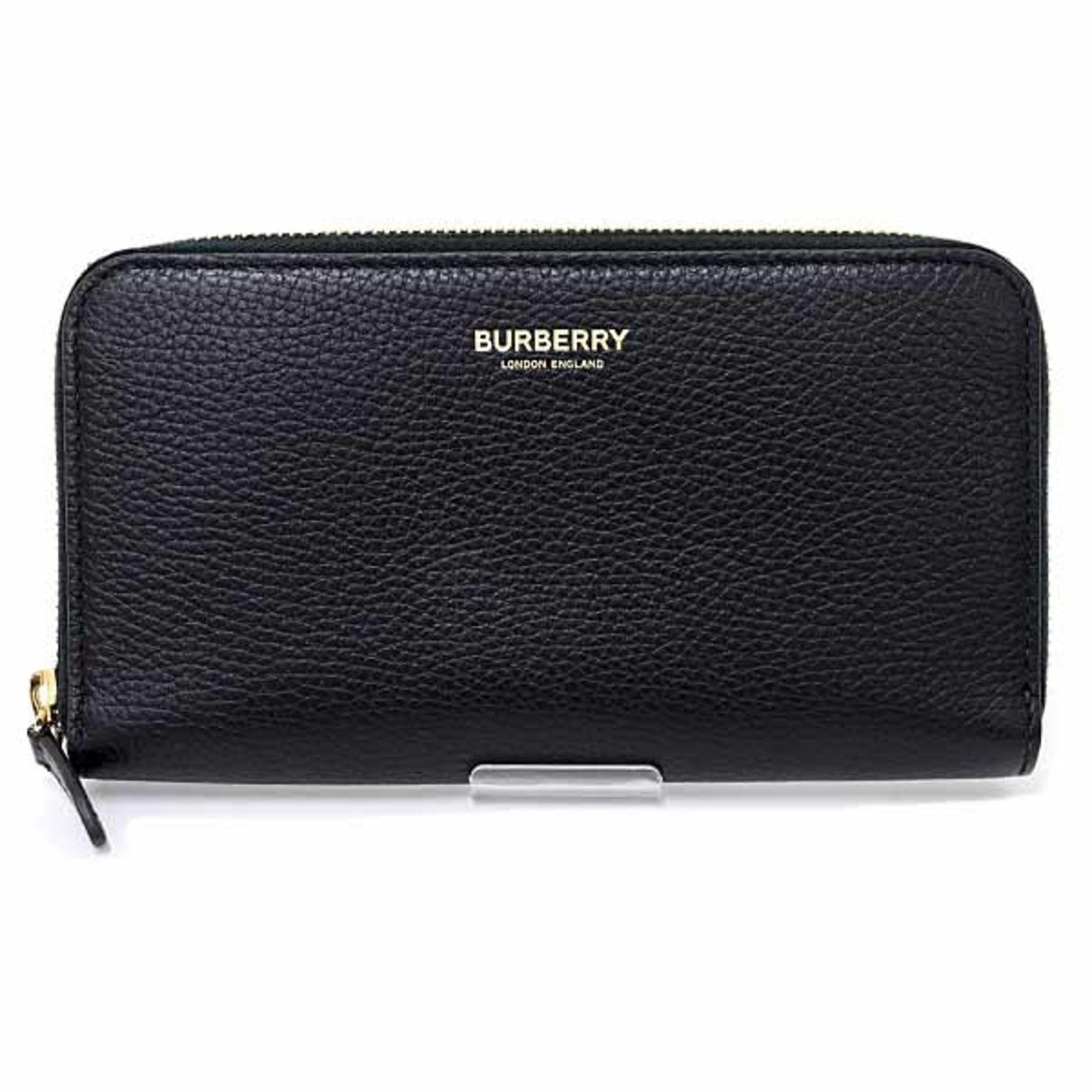 Burberry Round Long Wallet Leather Black Check F-04678