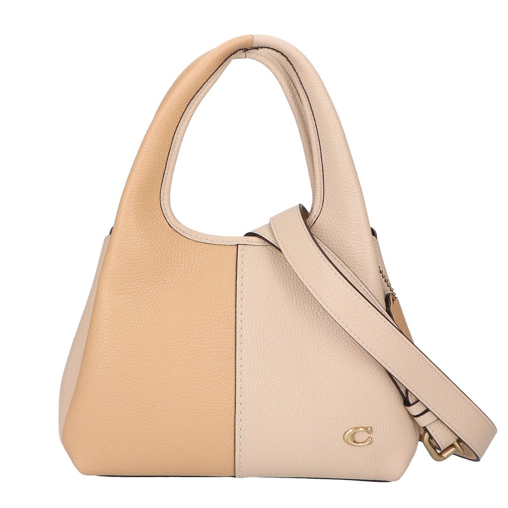 COACH Lana Colorblock Leather Shoulder Bag in Beige and Yellow