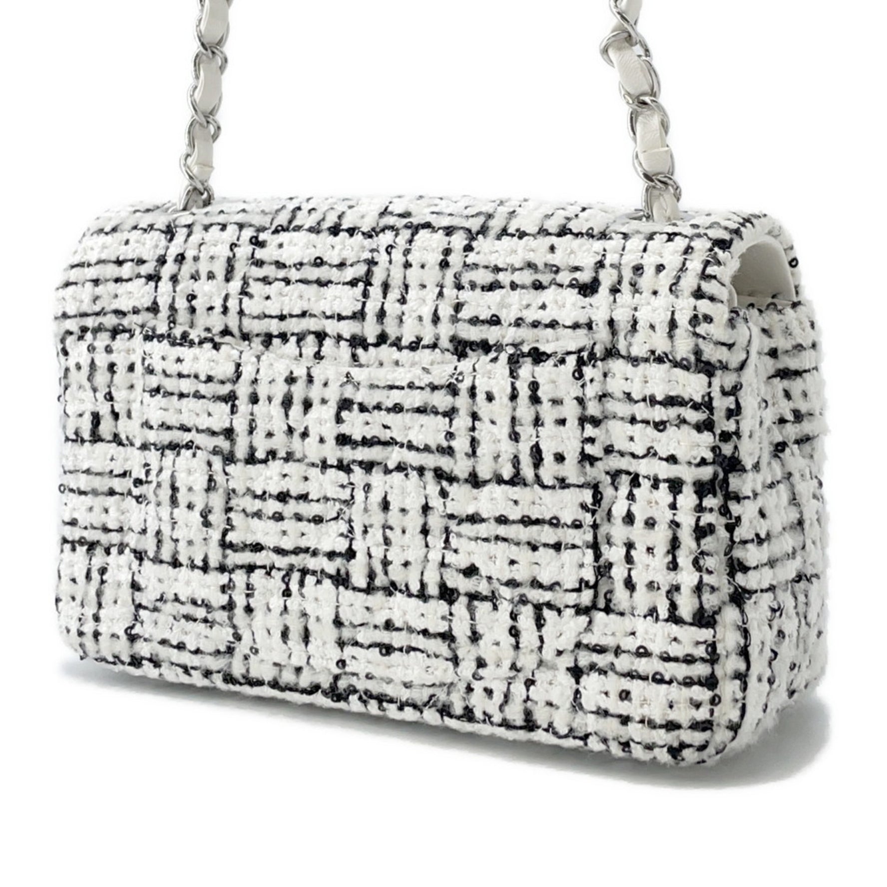 CHANEL Chain Shoulder Bag Matelasse Coco Mark Tweed Sequins