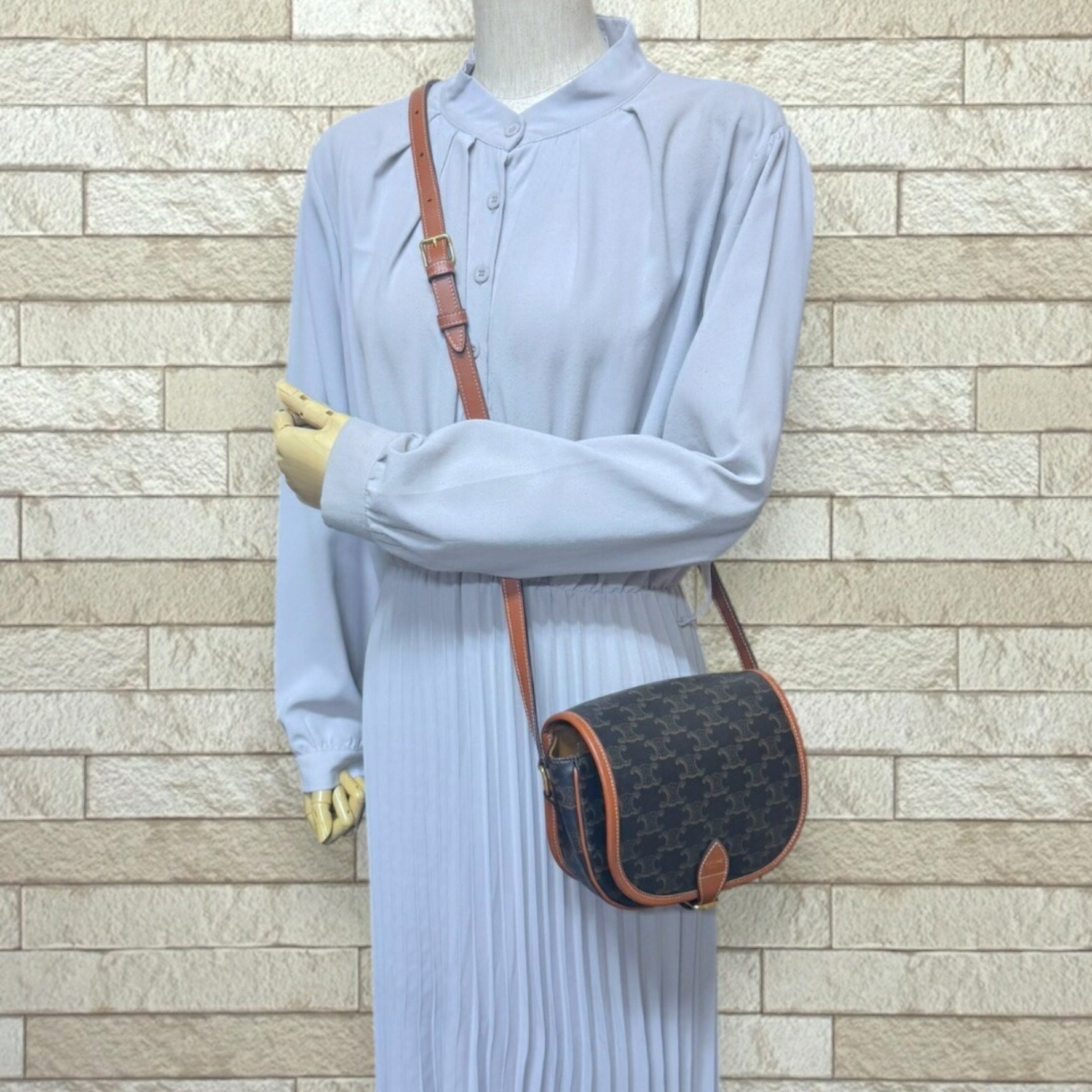 Celine Falco Medium Bag, Triomphe Shoulder PVC