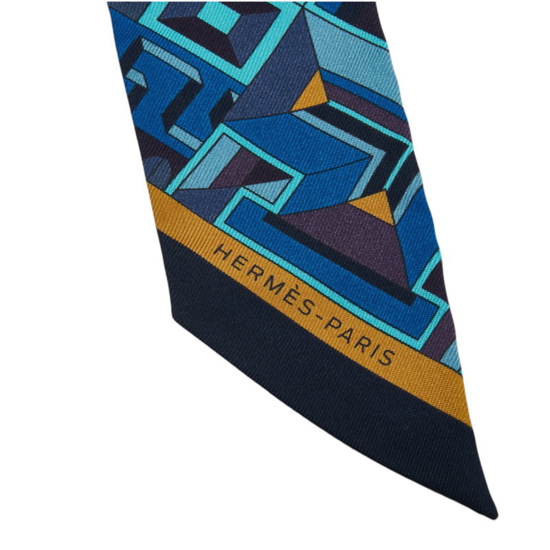 Hermes Hermès Twilly "Le Fil d'Ariane" Scarf, Blue Multicolor Silk