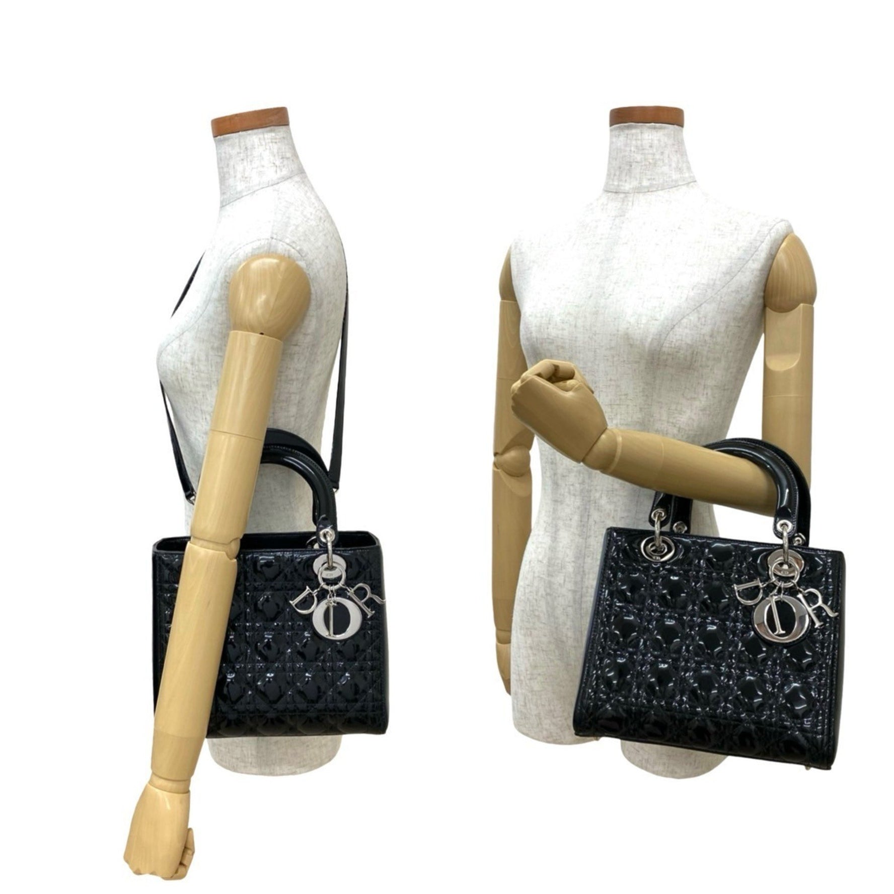 Christian Dior Lady Cannage Patent Leather Handbag/Shoulder Bag 948-8