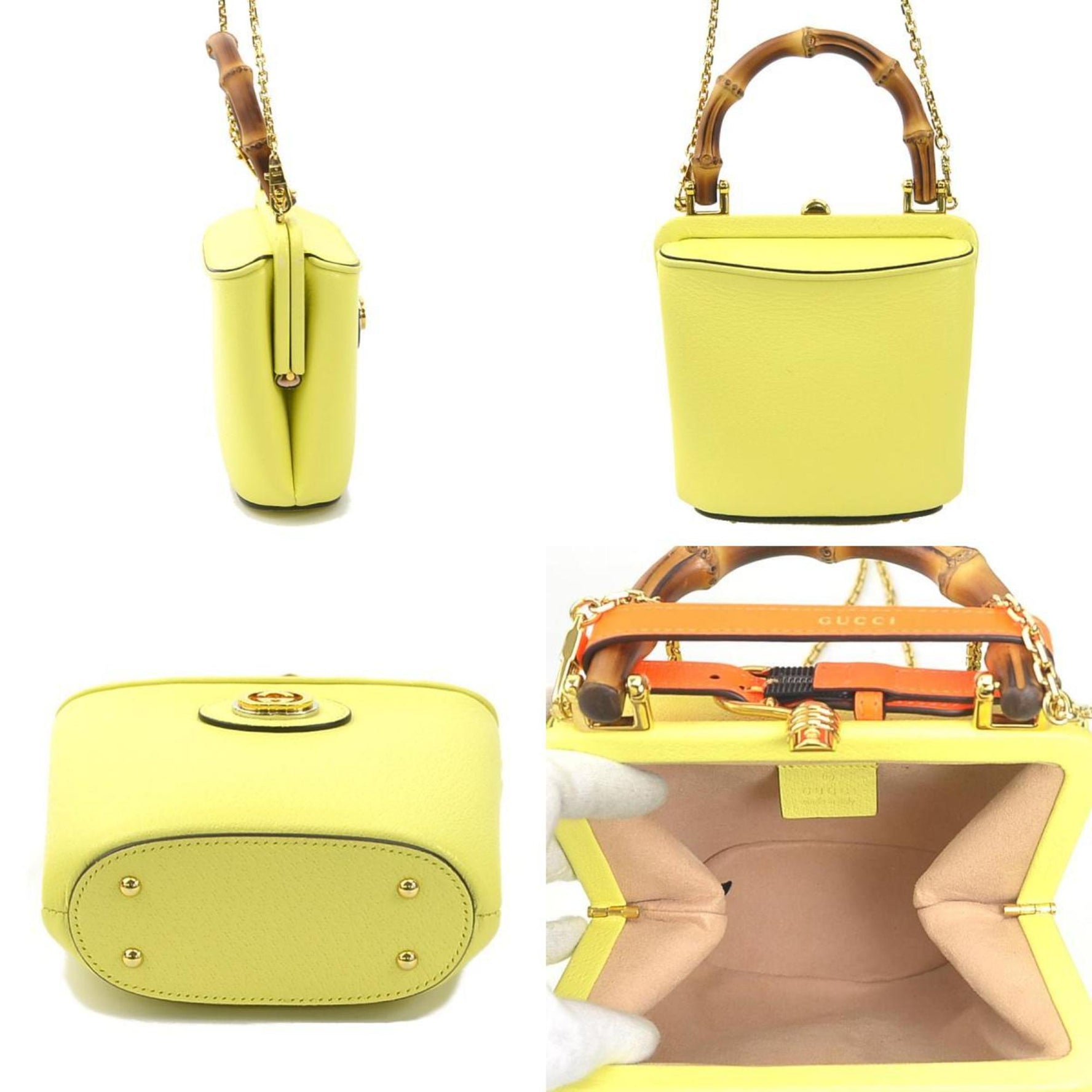 GUCCI Handbag Shoulder Bag Bamboo Leather Yellow Women's 99976g