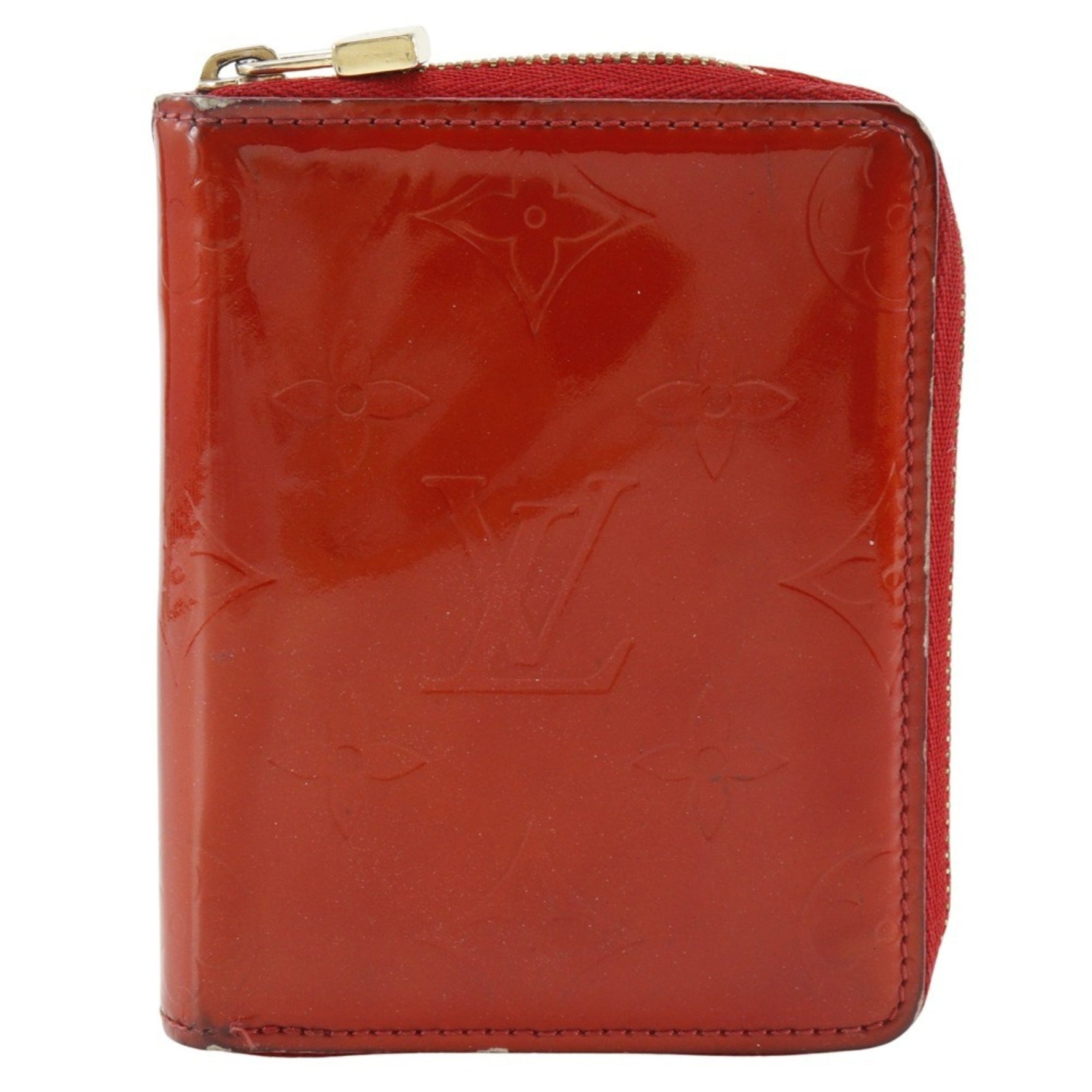 Louis Vuitton Bloom Bi-fold Wallet Round Monogram Vernis Rouge 2001 Red
